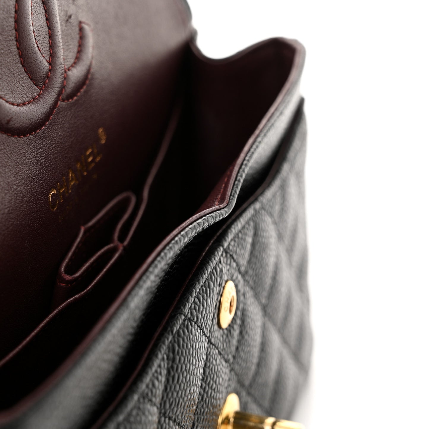 Caviar Quilted Small Double Flap Black