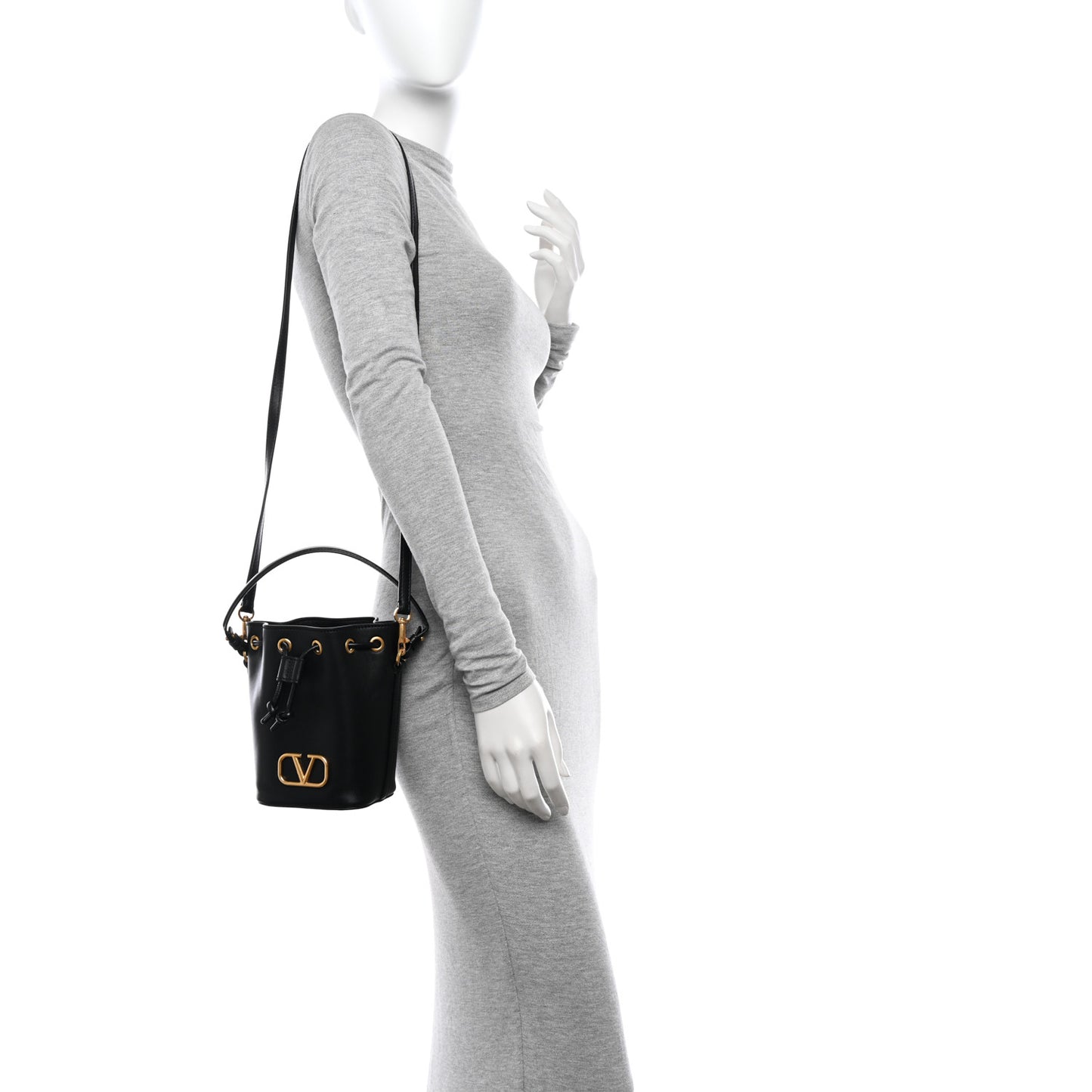 Nappa Mini VLogo Signature Bucket Bag Black