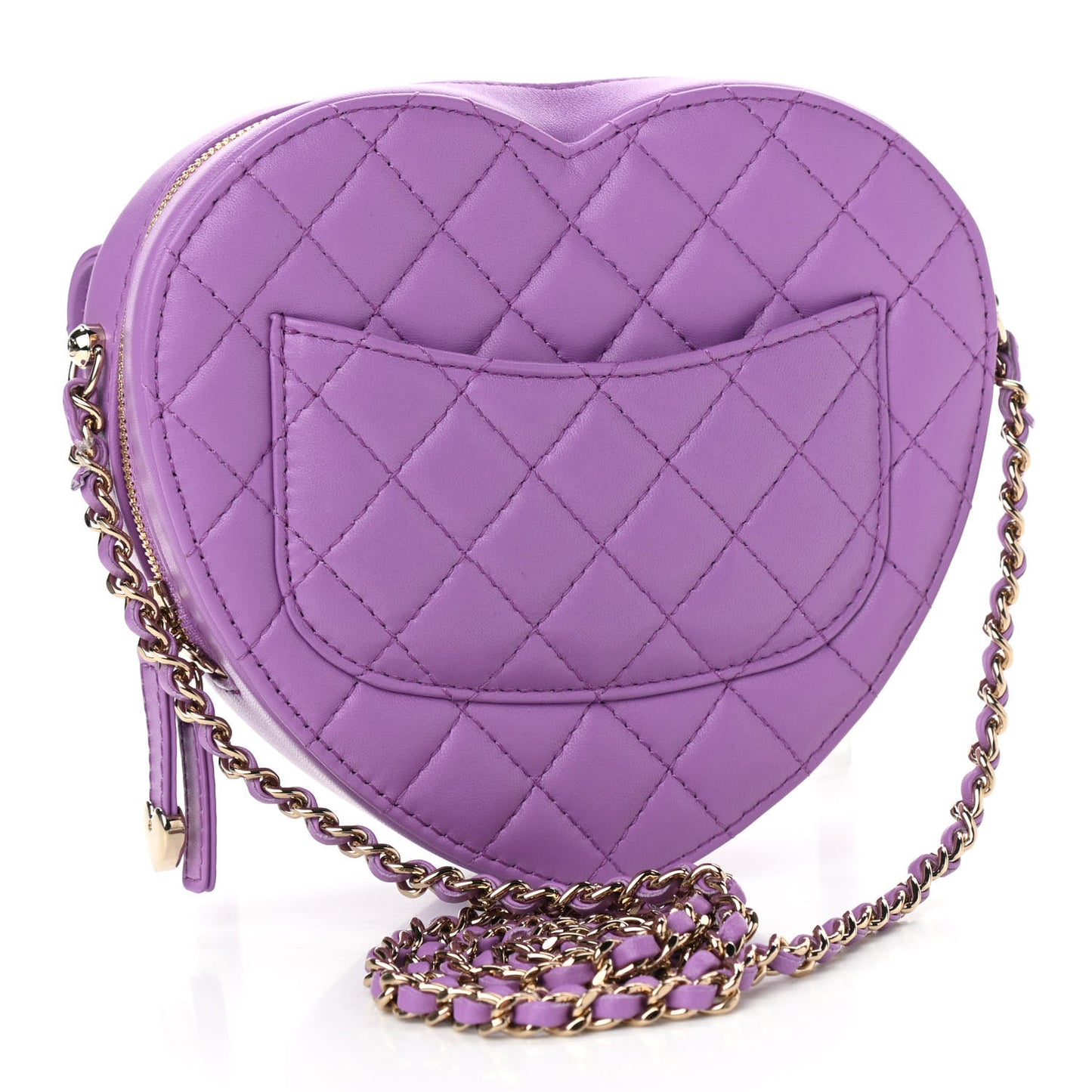 Lambskin Quilted CC In Love Heart Bag Purple