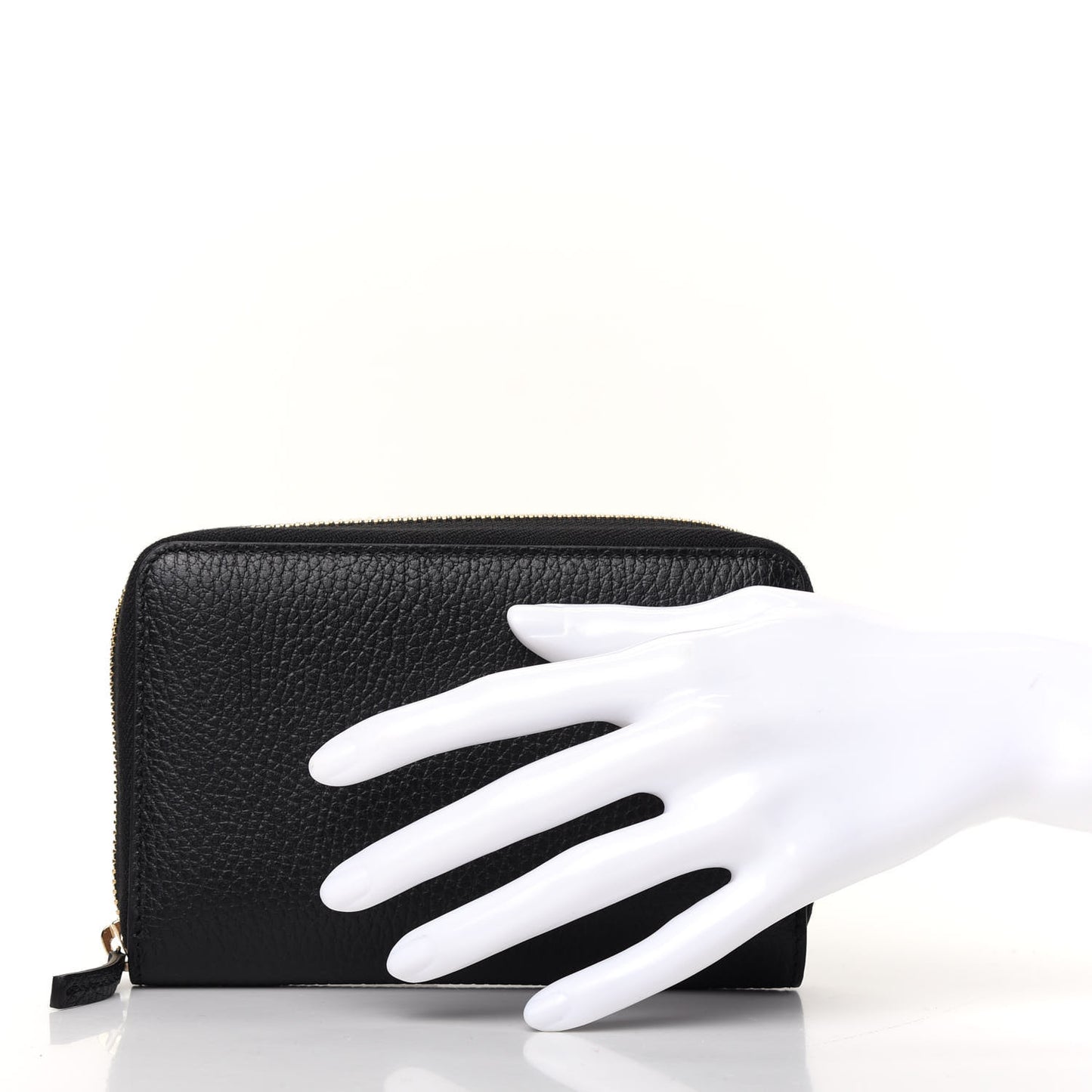 Dollar Calfskin Medium GG Zip Around Wallet Black