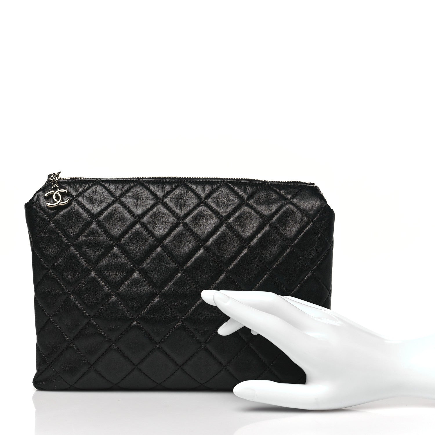 Chanel Lambskin Quilted Cosmetic Case Black 2 of 10