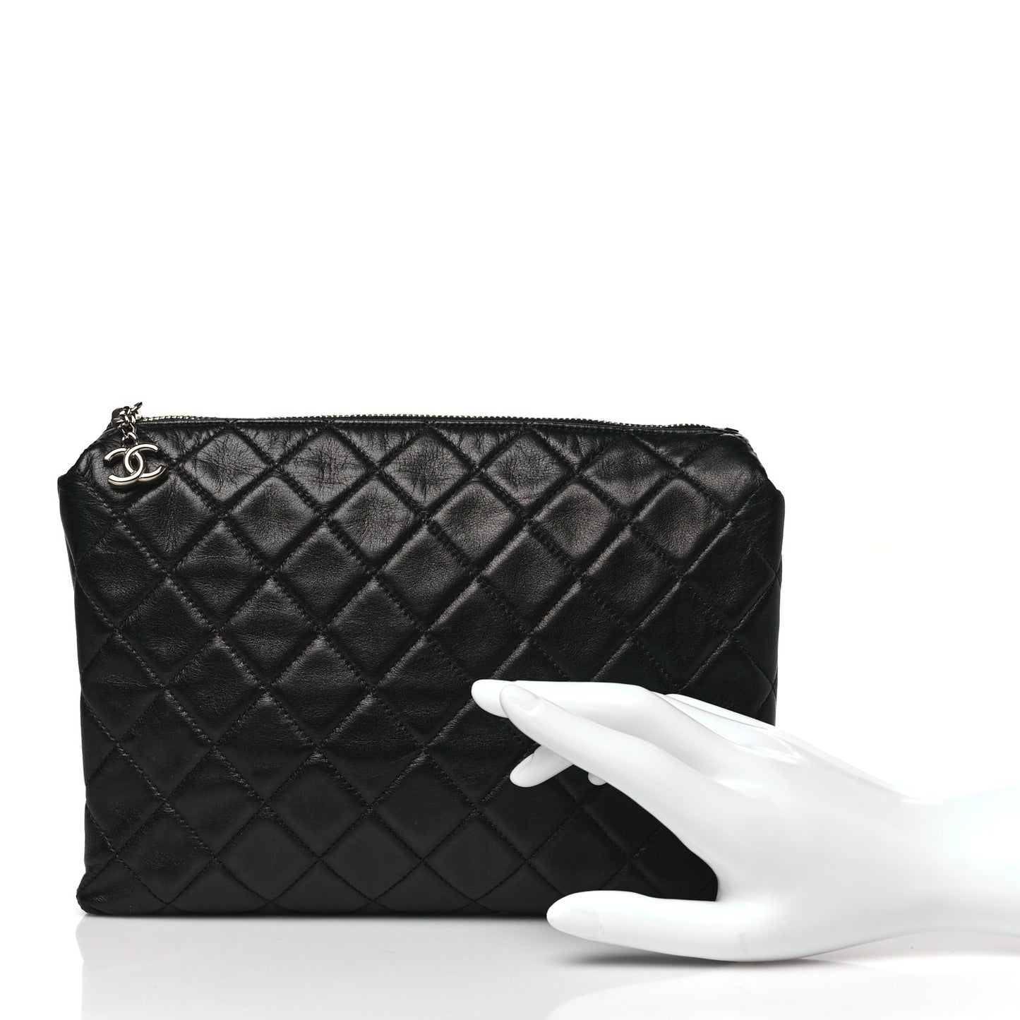 Lambskin Quilted Cosmetic Case Black