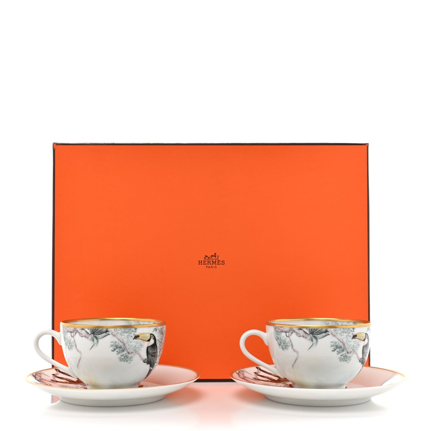 Porcelain Carnets d'Equateur Tea Cup and Saucer Set of 2