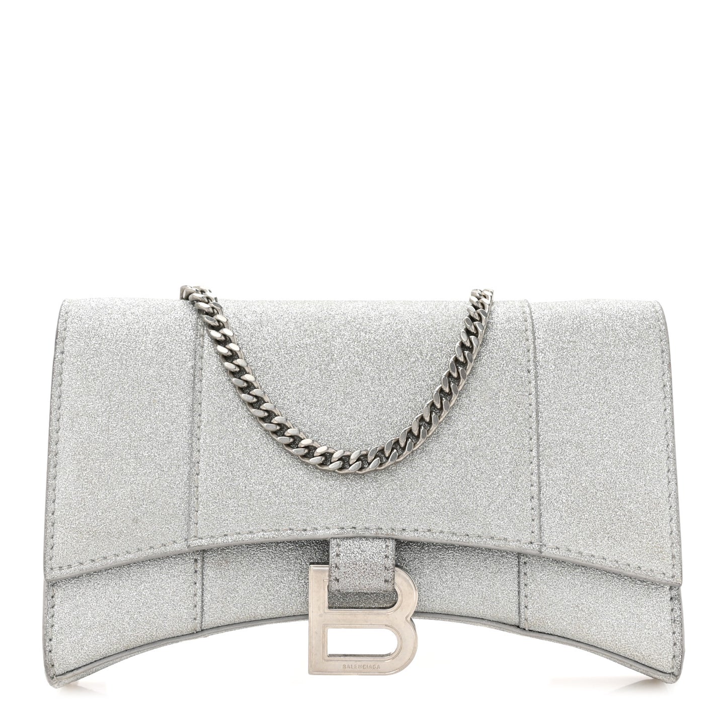 Sparkling Fabric XS Hourglass Wallet On Chain Silver