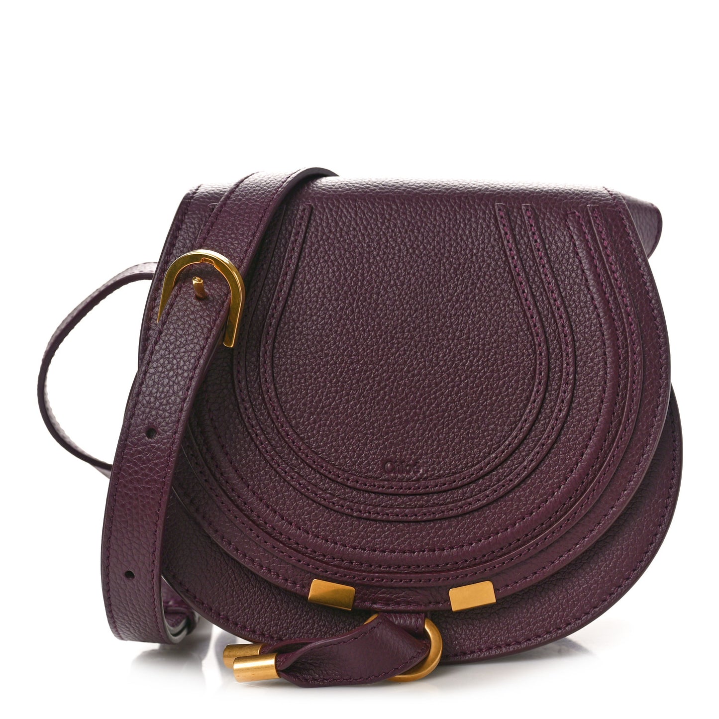 Grained Calfskin Small Marcie Saddle Bag Dimness Purple