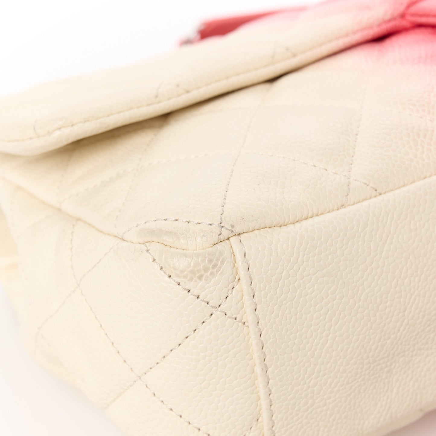 Caviar Quilted Ombre Jumbo Single Flap White Rose Pink