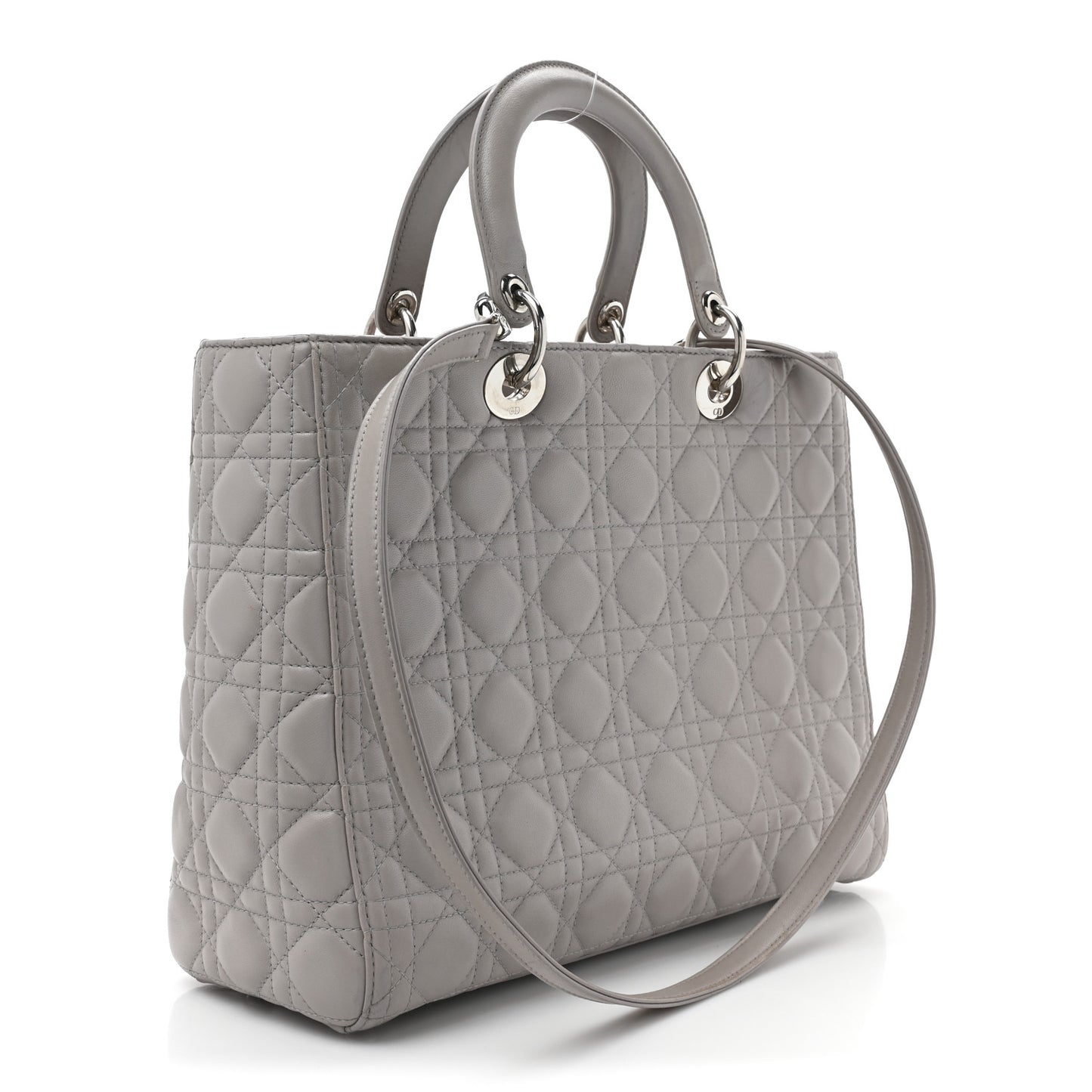 Lambskin Cannage Large Lady Dior Light Grey