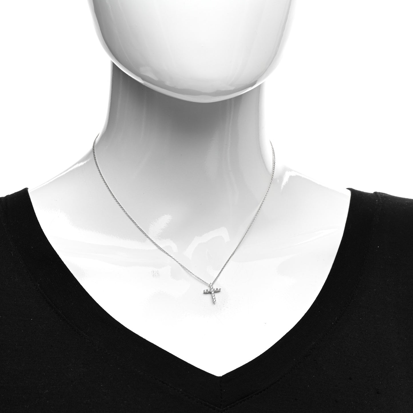 Platinum Diamond Mini Cross Pendant Necklace