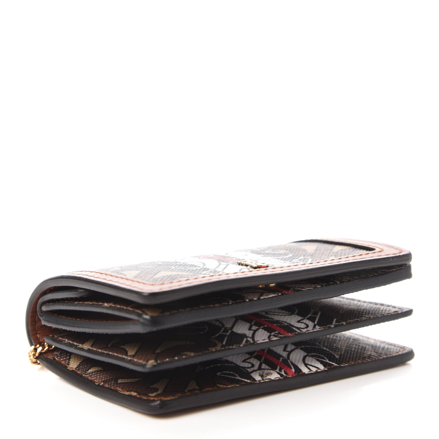 Burberry E-Canvas Monogram Stripe Jessie Chain Card Case Bridle Brown 4 of 9