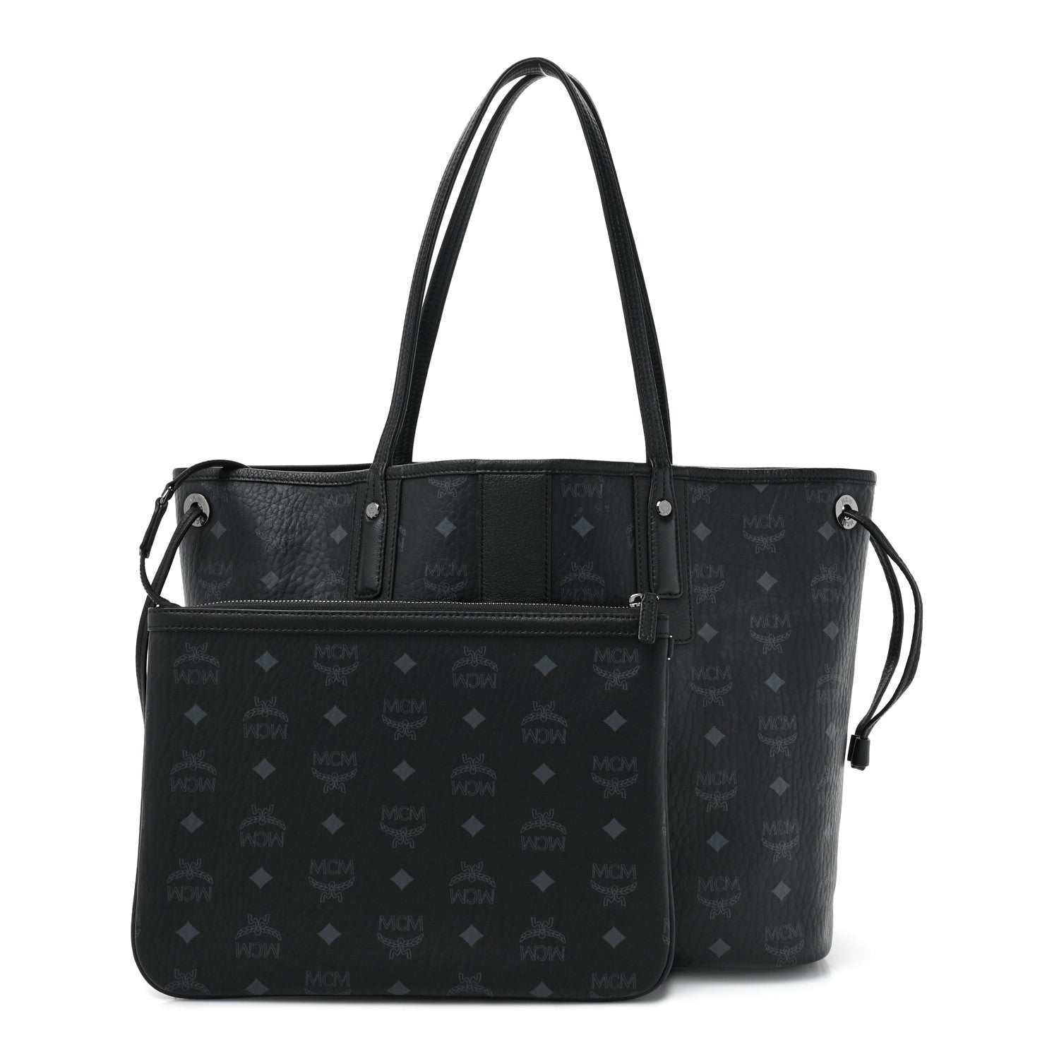 MCM Grained Calfskin Visetos Medium Liz Reversible Shopper Tote Black 1 of 19