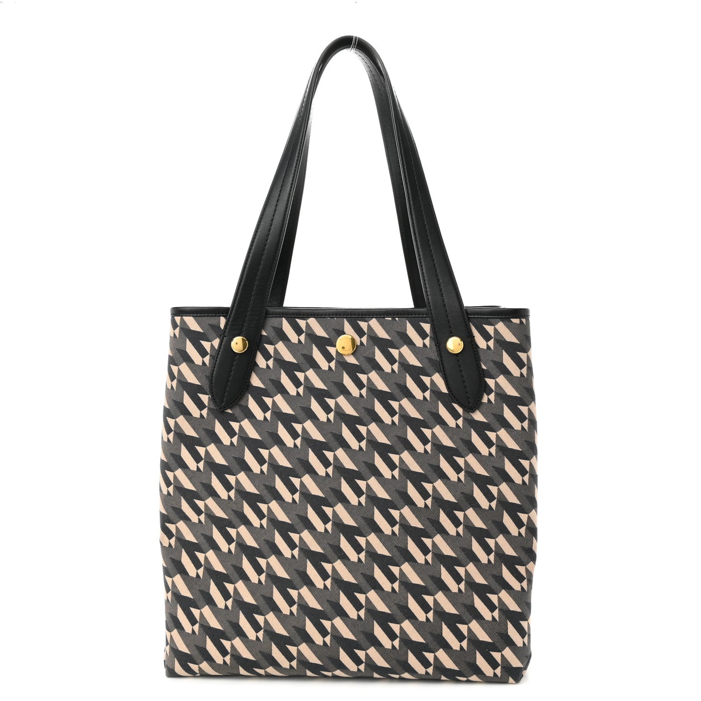Econyl Nylon Jacquard Calfskin Monogram Shopper Tote Black