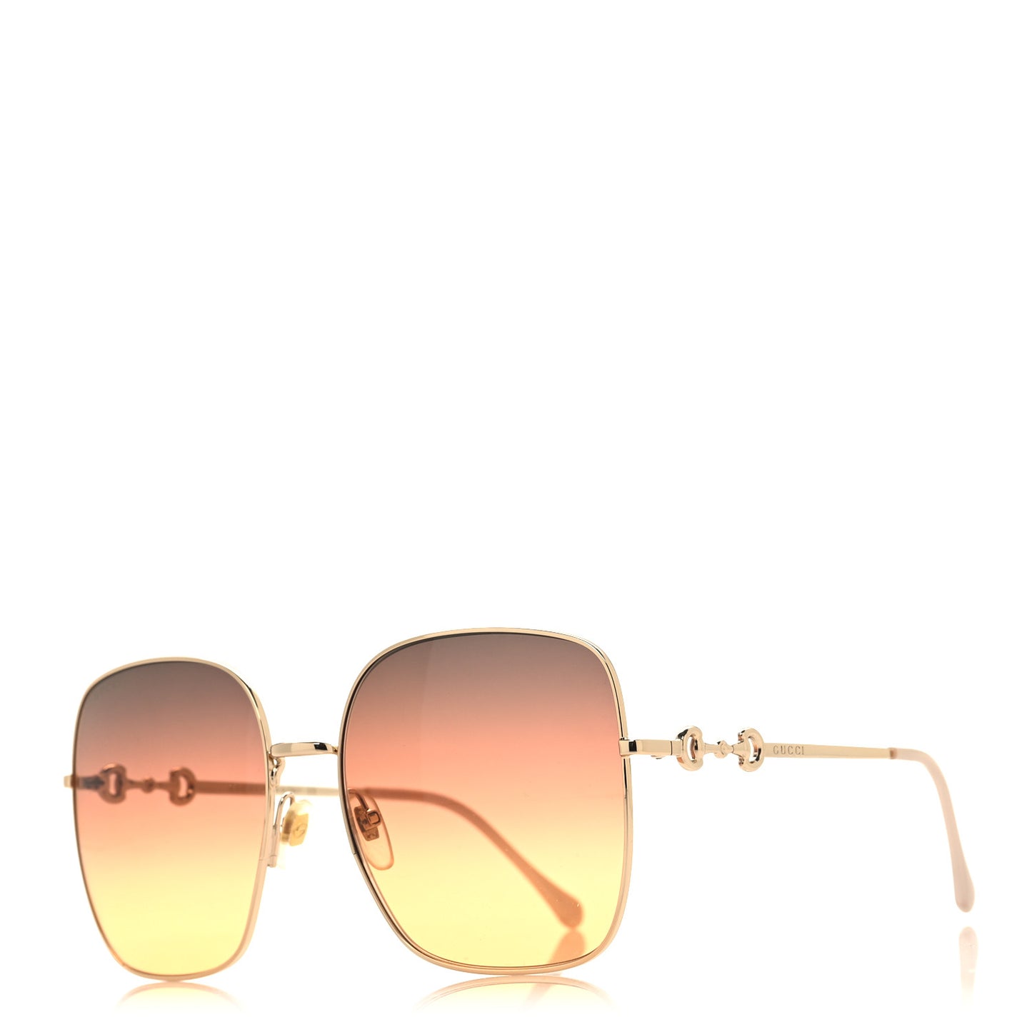 Metal Horsebit Square Frame Sunglasses GG0879S Gold