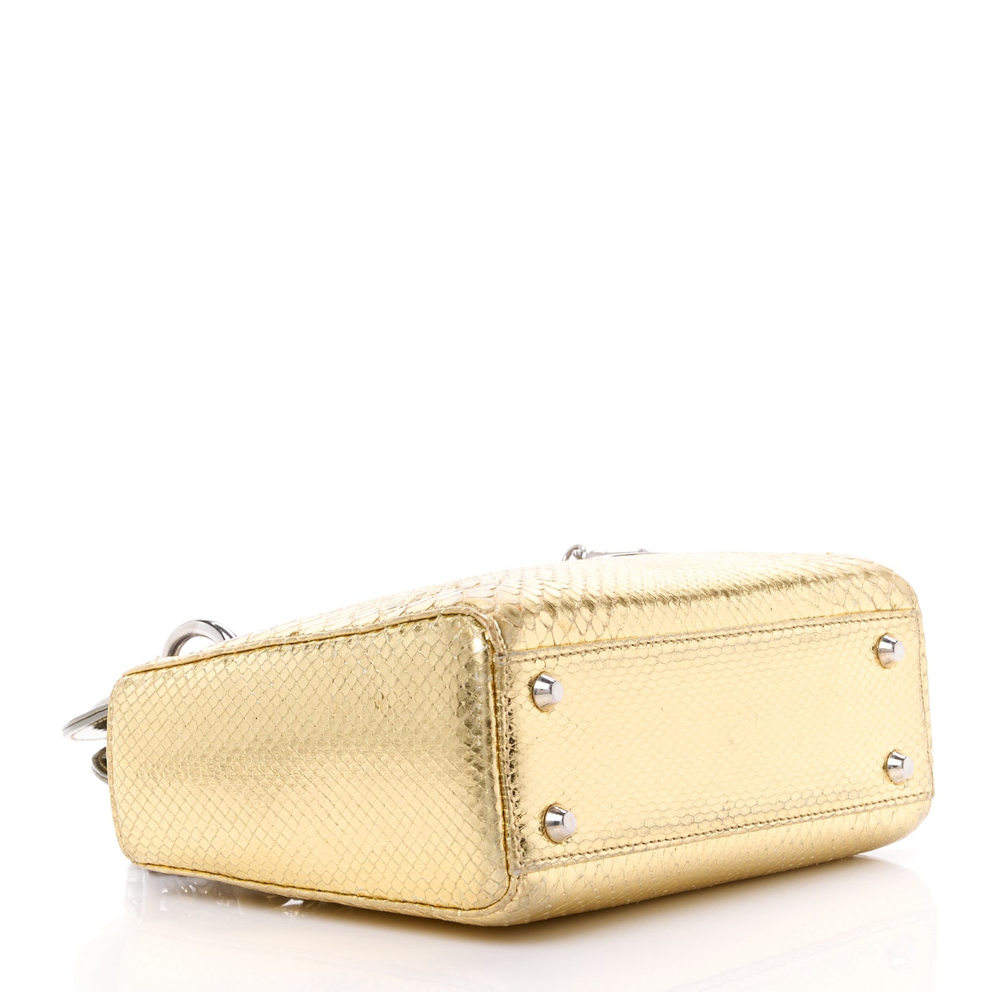 Metallic Snakeskin Mini Lady Dior Gold