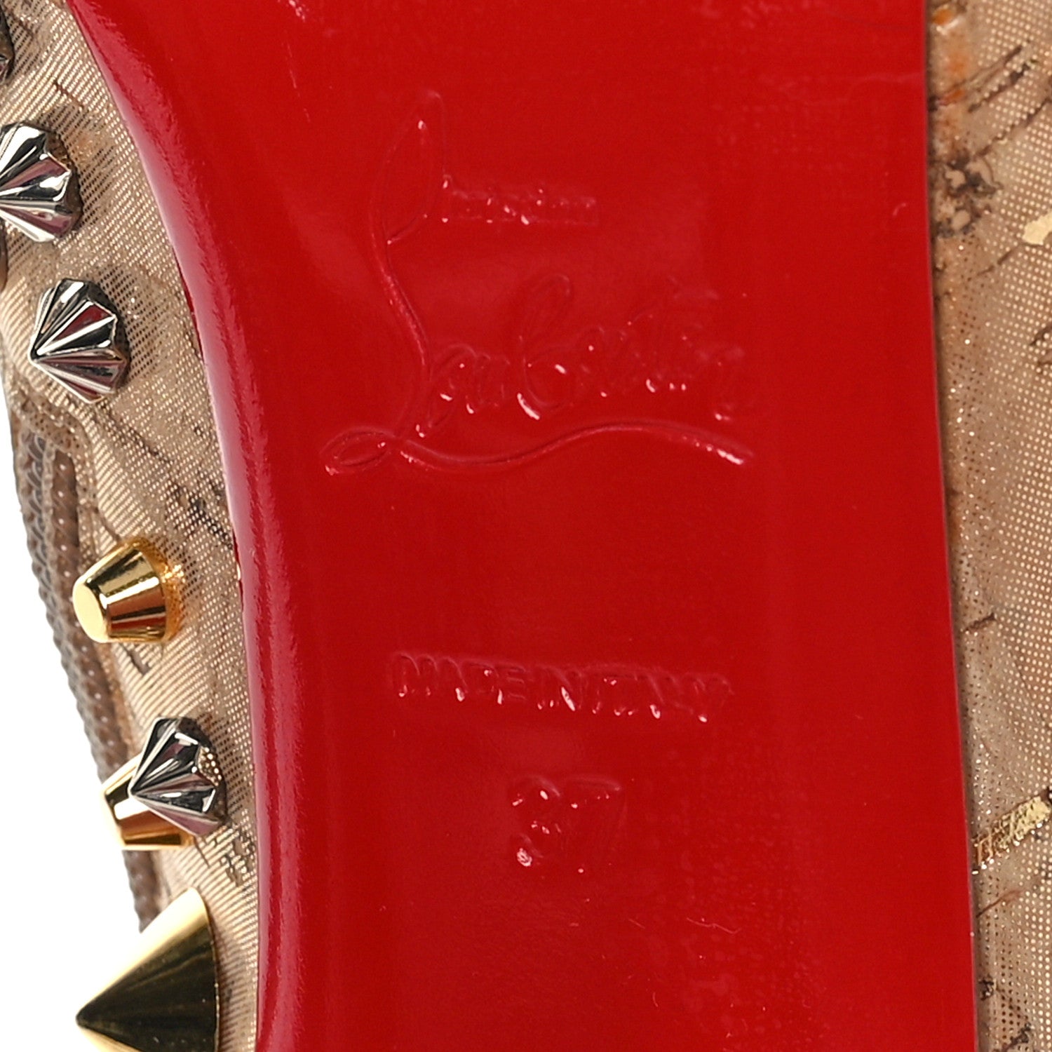 Christian Louboutin Liege Pepite Specchio So Full Kate 100 Ankle Boots 37 Gold Multicolor 7 of 10