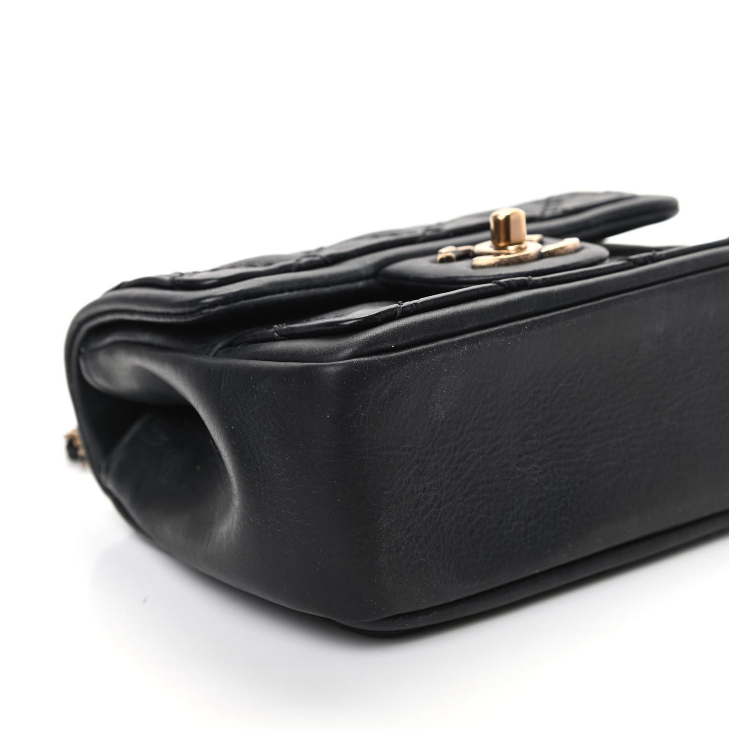 Calfskin Quilted Sheriff's Star Mini Square Flap Black