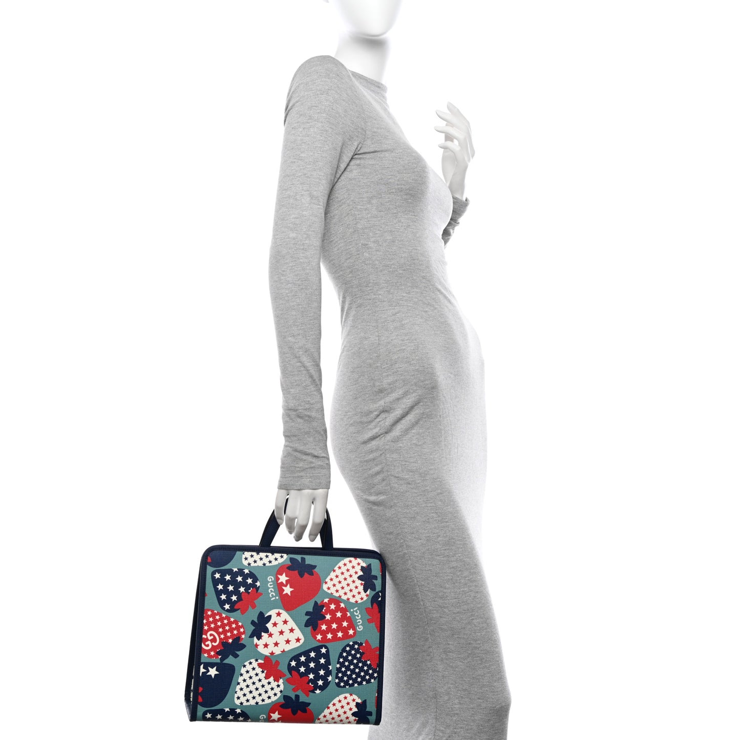 Coated Canvas Strawberry Stars Childrens Tote Red White Blue