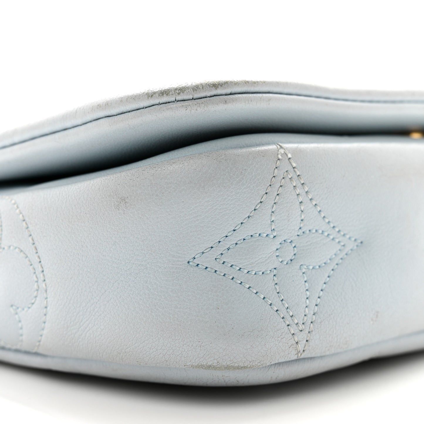 Calfskin Bubblegram Wallet On Strap Ice Blue