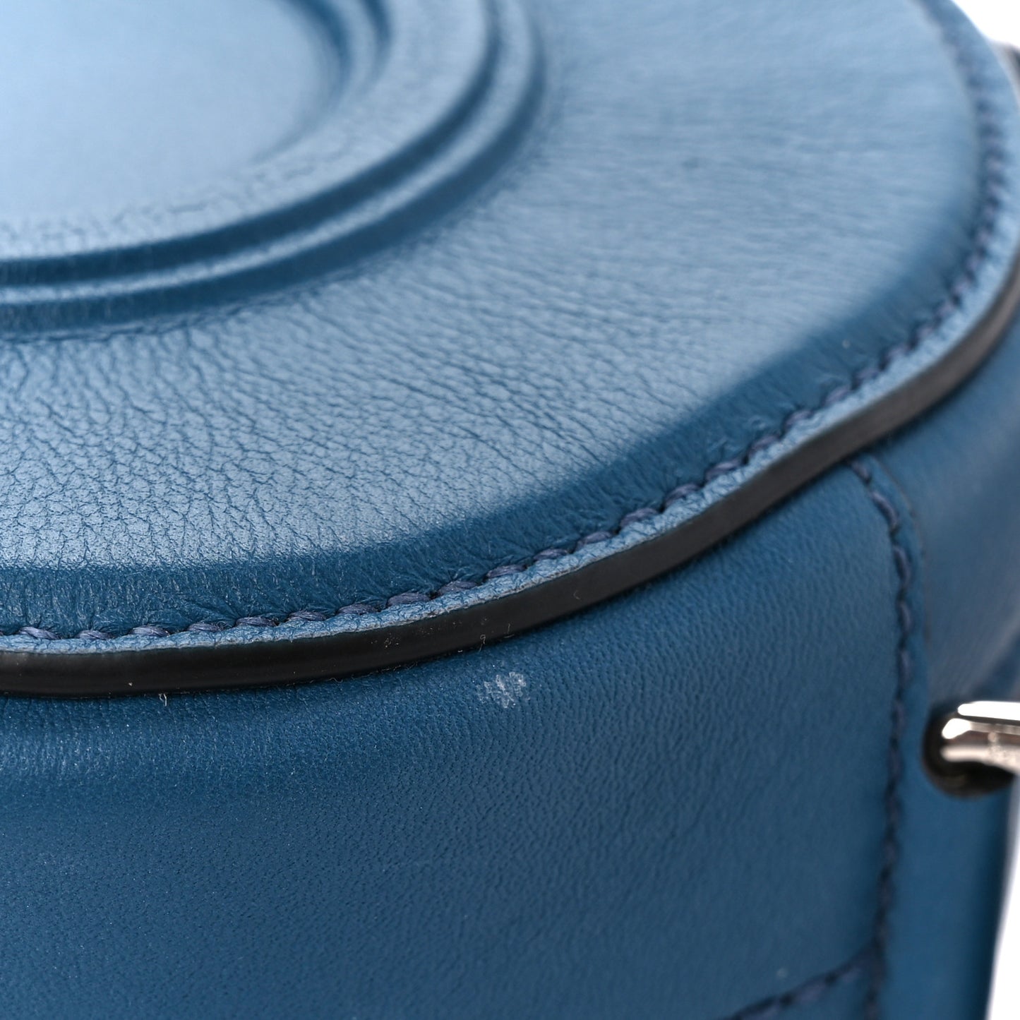 Calfskin Double Gancio Crossbody Bag Denim