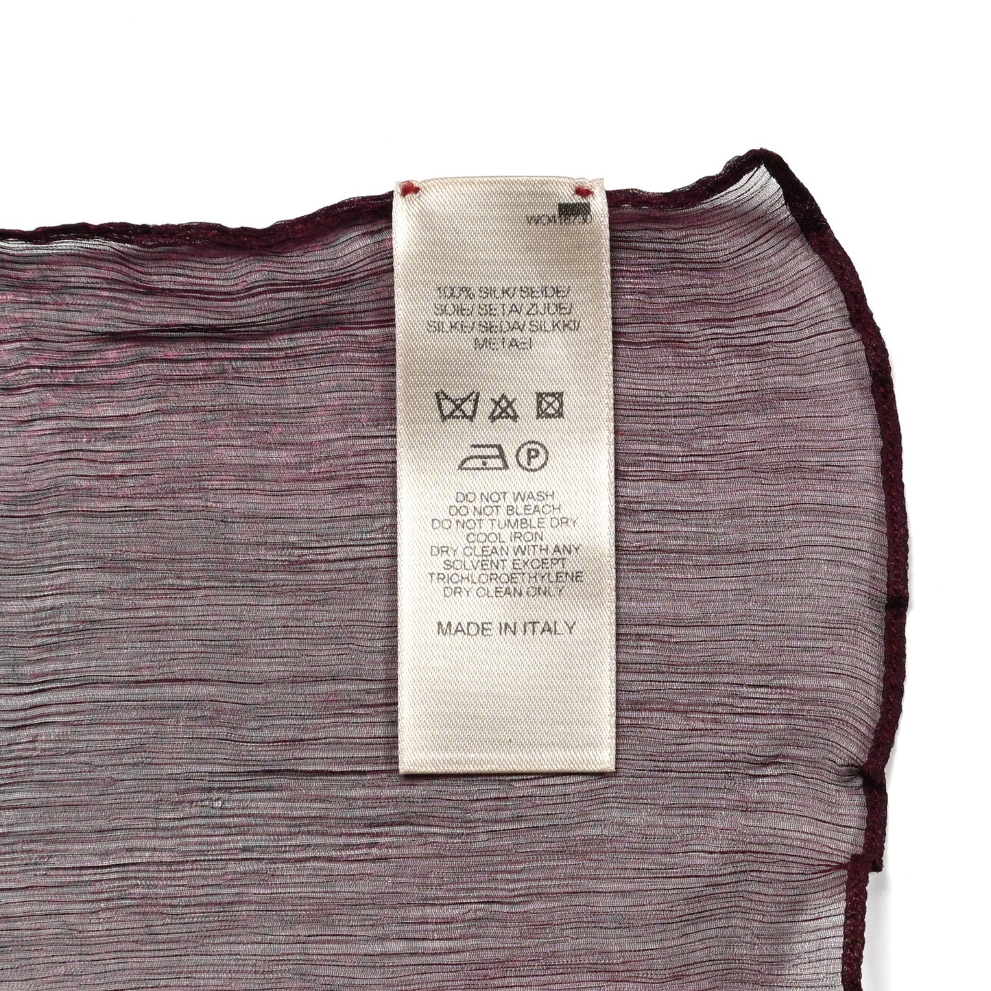 Silk Gauze Giant Check Scarf Claret