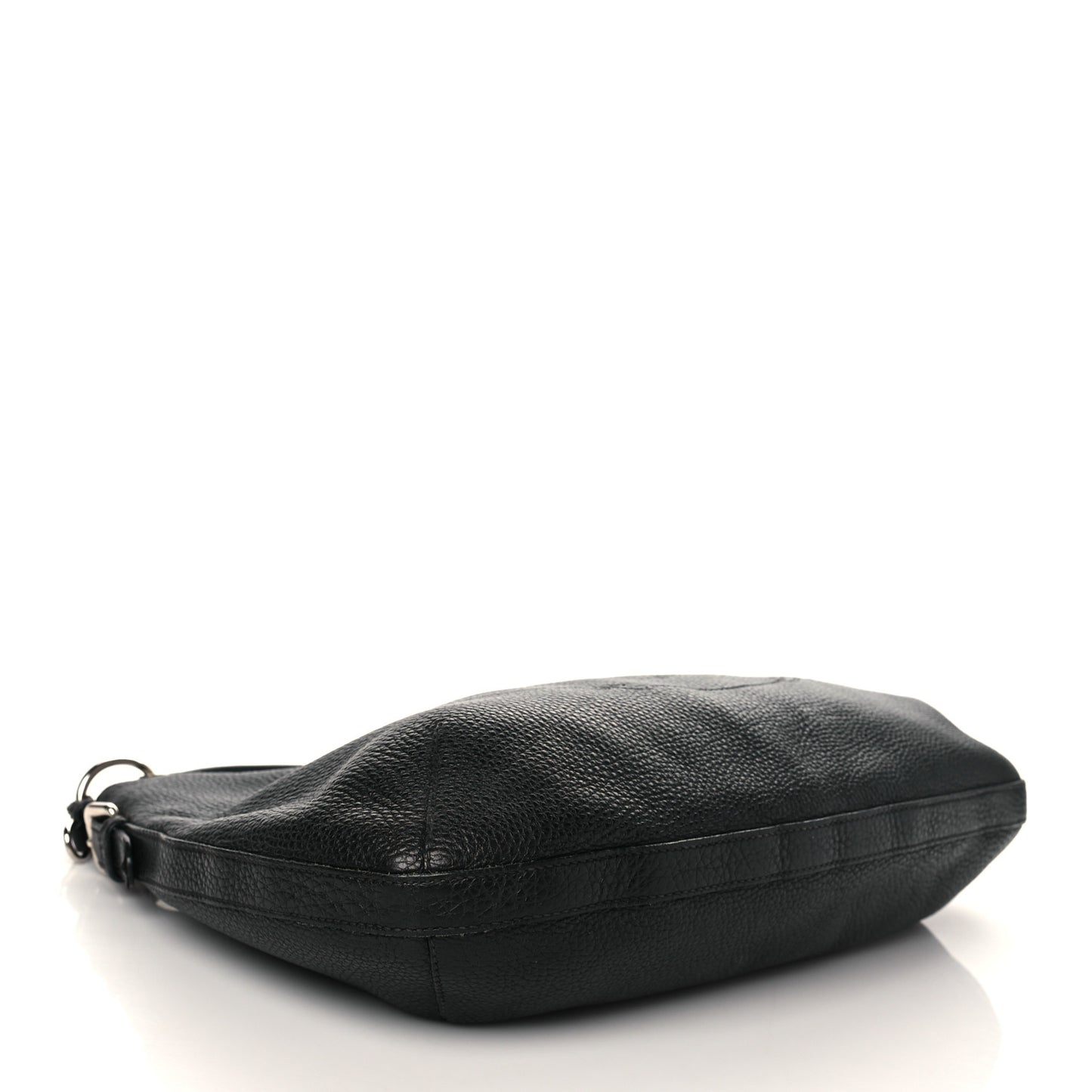 Vitello Daino Embossed Logo Hobo Black