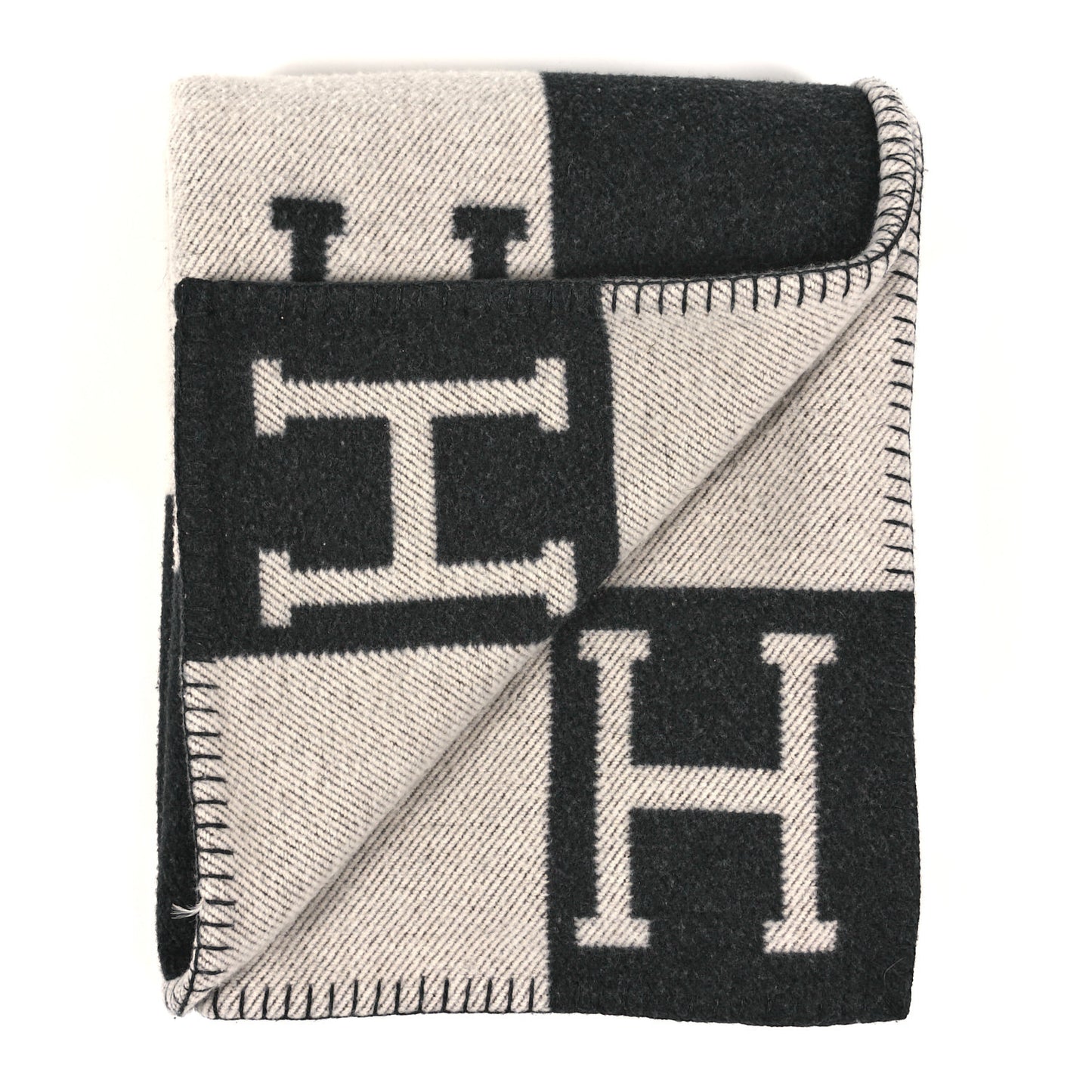 Wool Cashmere Avalon Blanket Ecru Gris Fonce