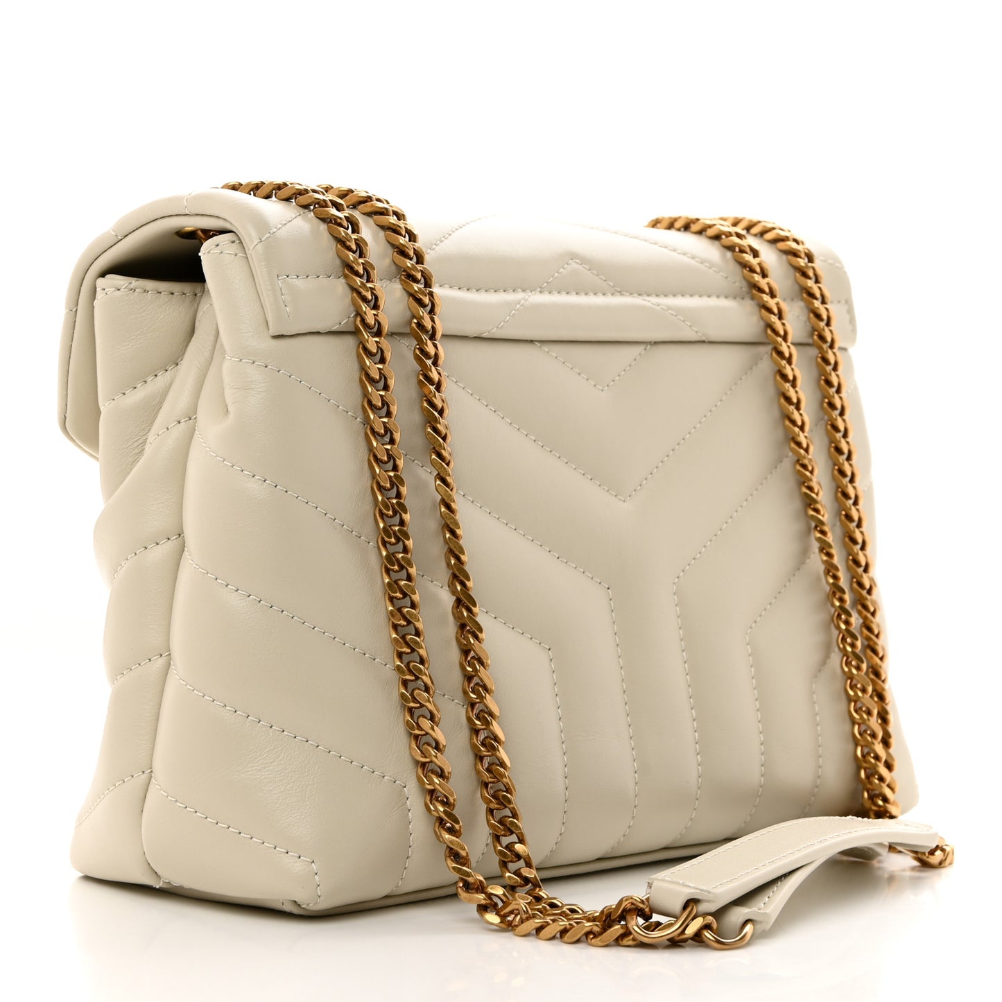 Calfskin Y Quilted Monogram Small Loulou Chain Satchel Crema Soft