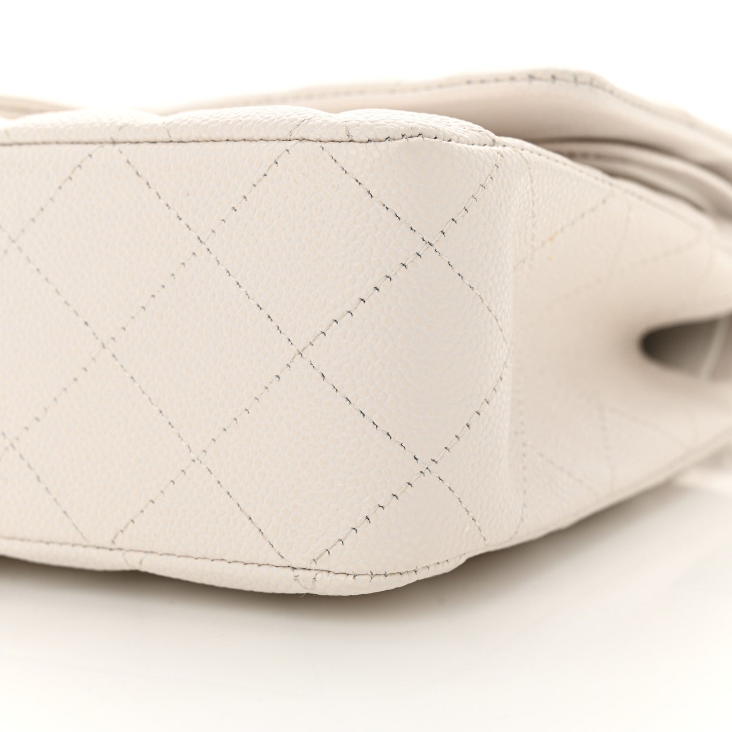 Caviar Quilted Medium Double Flap White