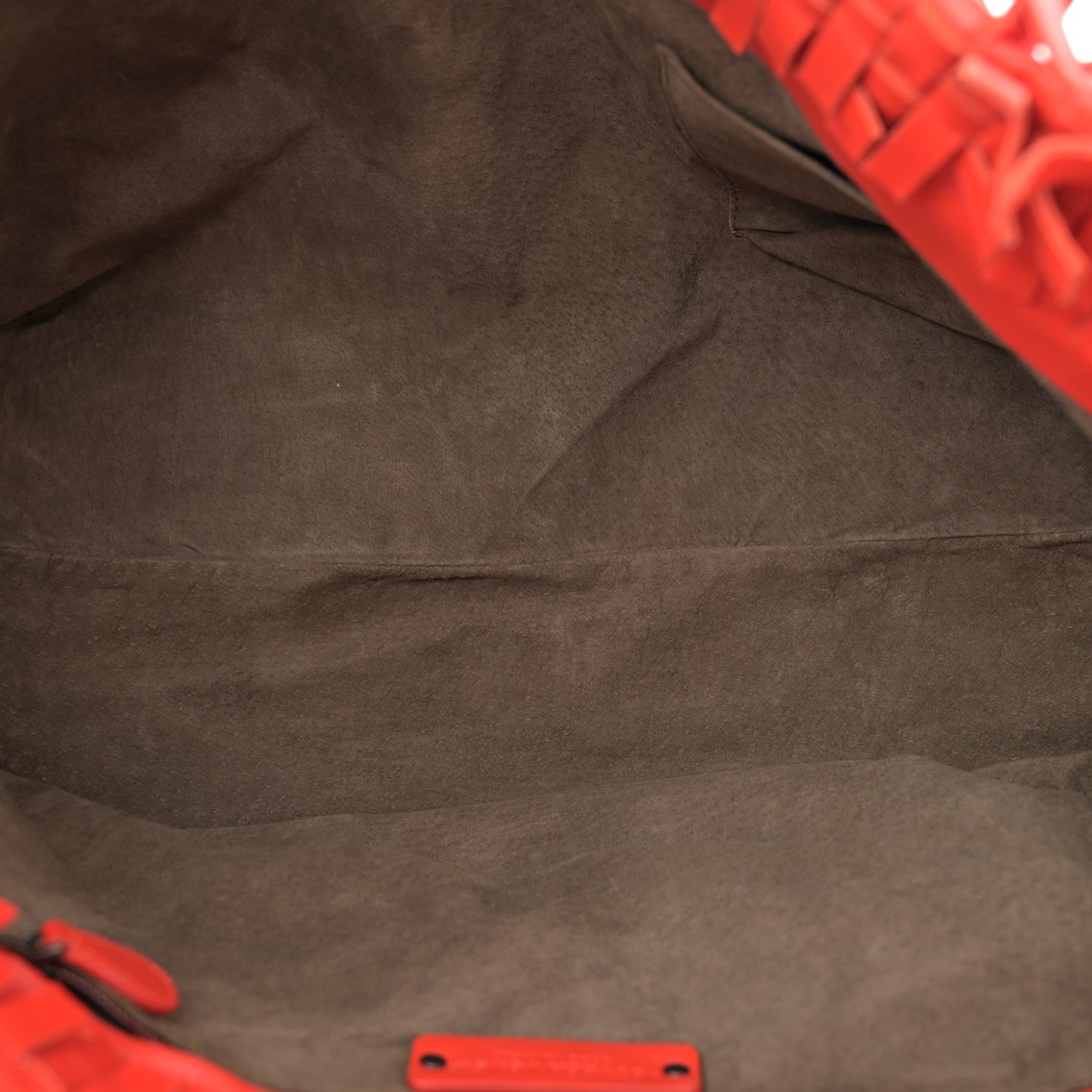 Nappa Intrecciato Patchwork Frayed Tote Red