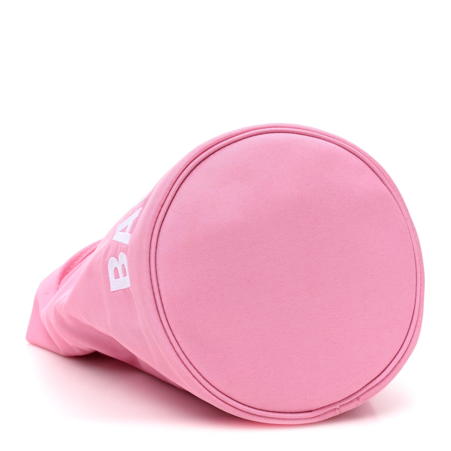 Recycled Sport Nylon Logo Embroidered Wheel Drawstring Bucket Bag XS Pink White