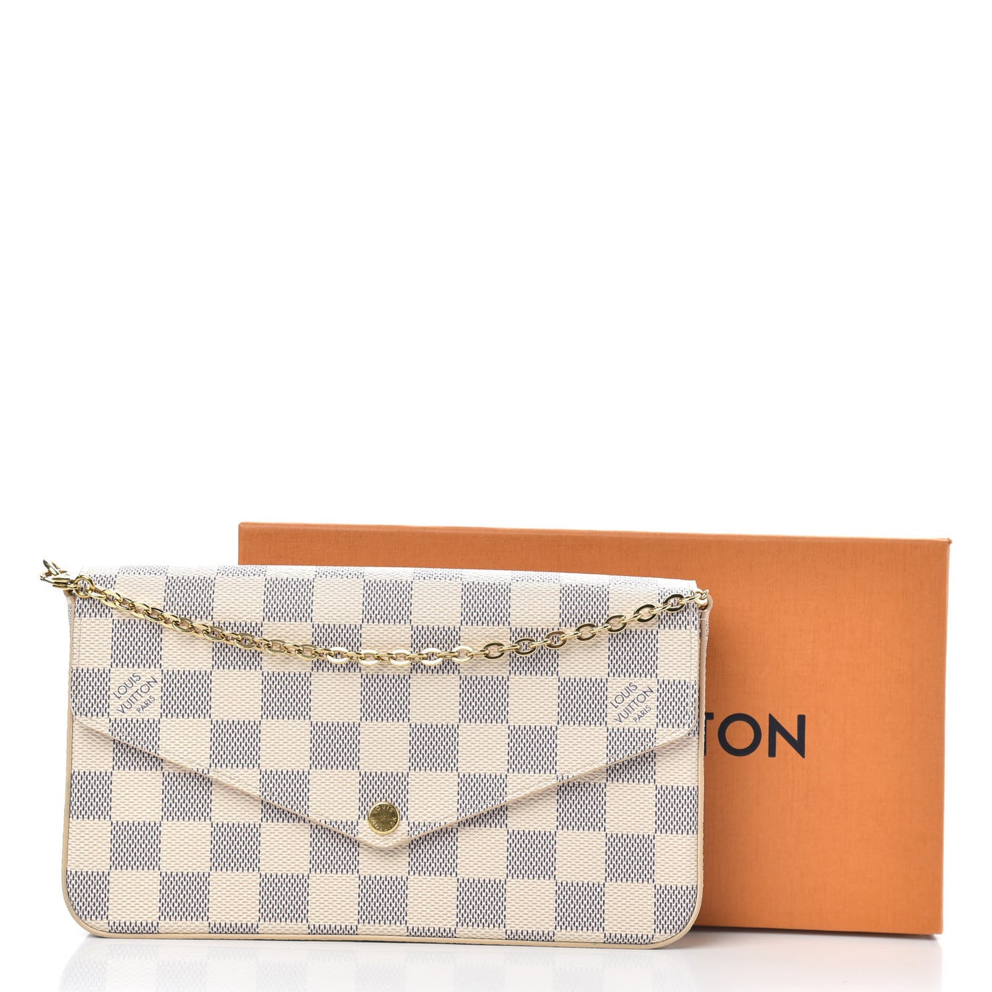 Damier Azur Pochette Felicie Chain Wallet Rose Ballerine