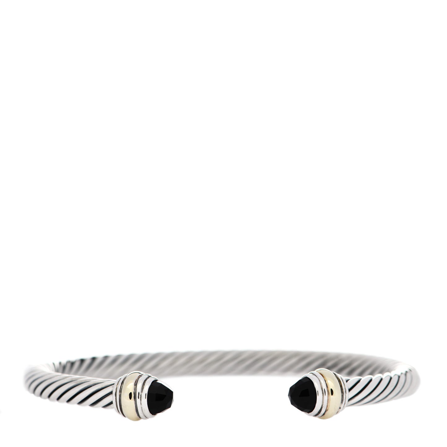 Sterling Silver 14K Yellow Gold Black Onyx 5mm Cable Classics Bracelet