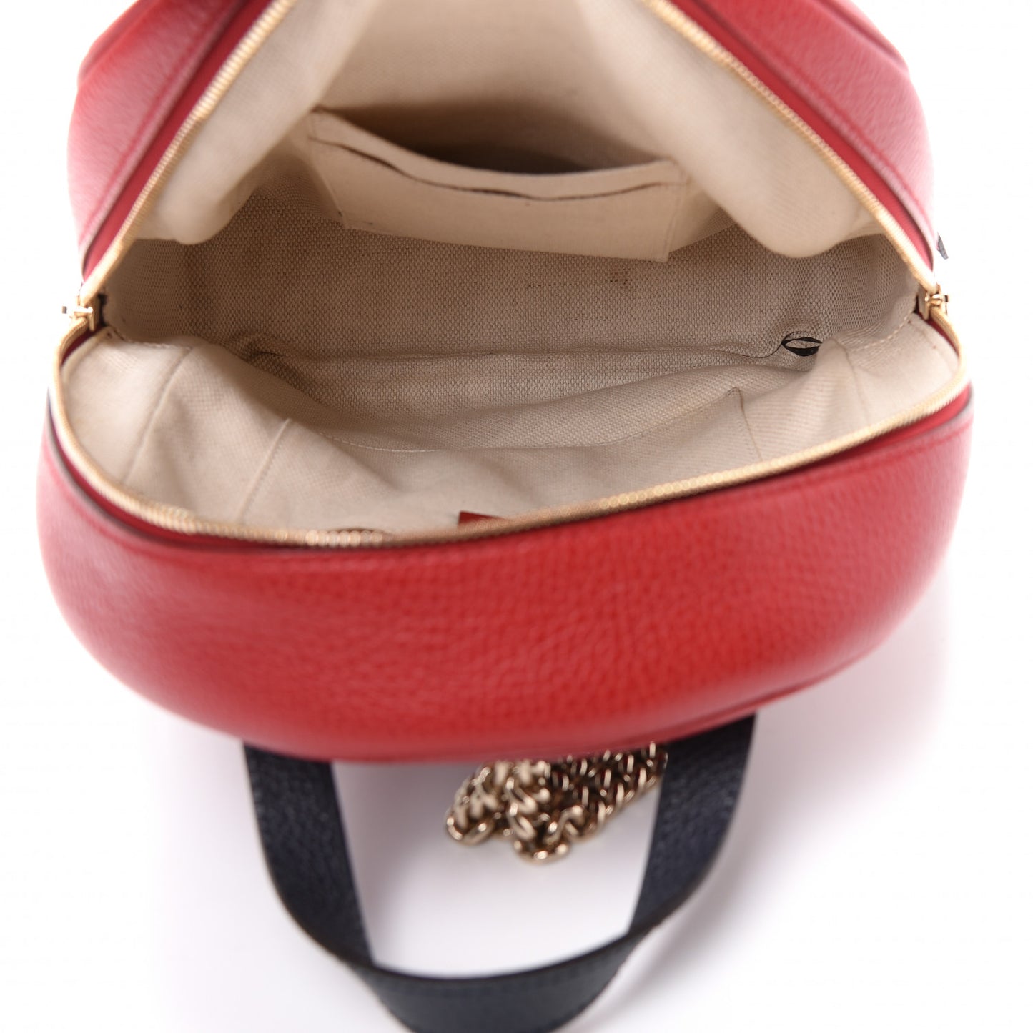 Pebbled Calfskin Bi-Color Soho Chain Backpack Red Navy