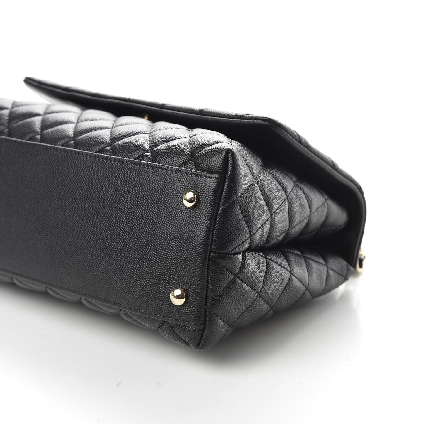 Caviar Quilted Small Coco Handle Flap Black