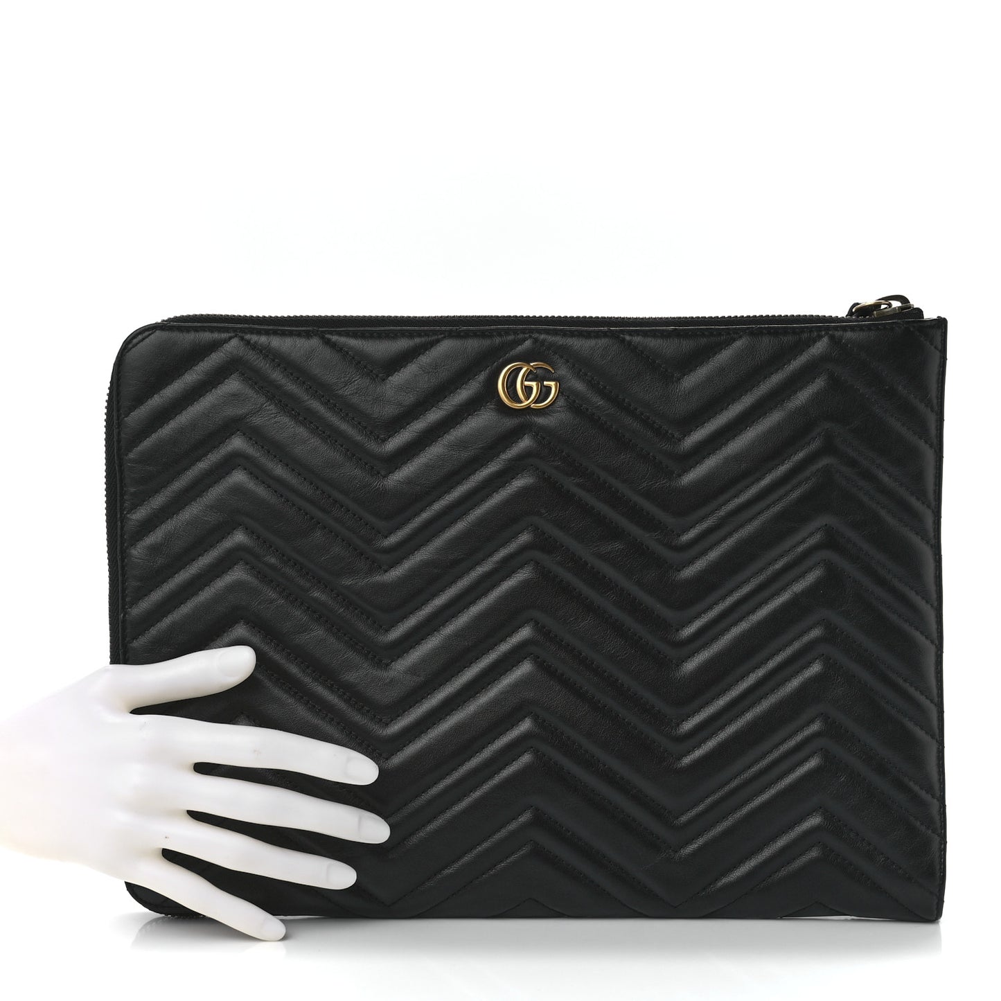 Calfskin Matelasse GG Marmont Portfolio Clutch Black
