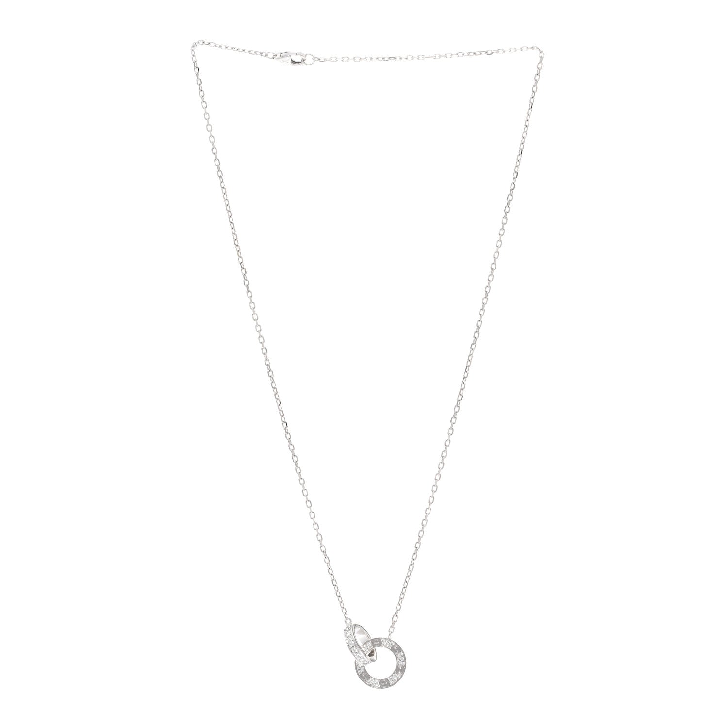 Cartier 18K White Gold Diamond Interlocking LOVE Paved Necklace 3 of 4