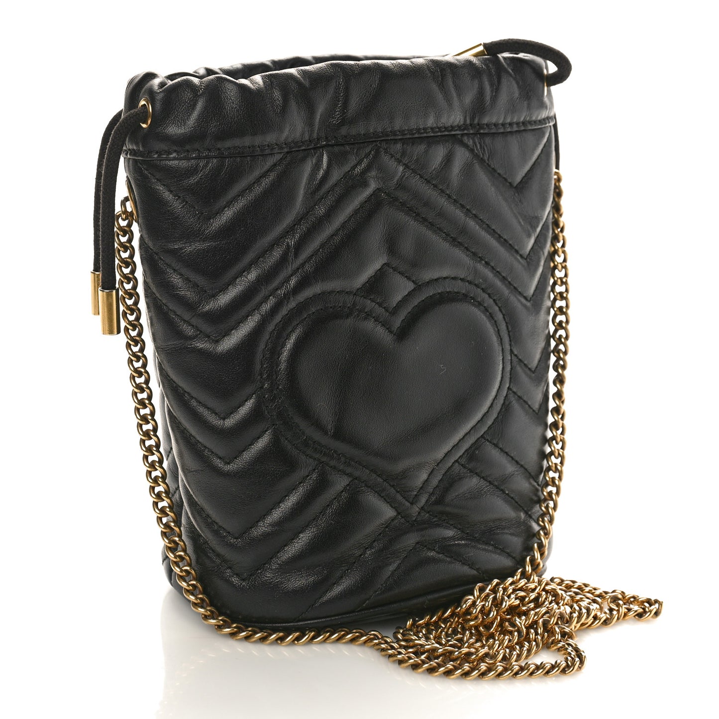 Calfskin Matelasse Mini GG Marmont 2.0 Bucket Bag Black