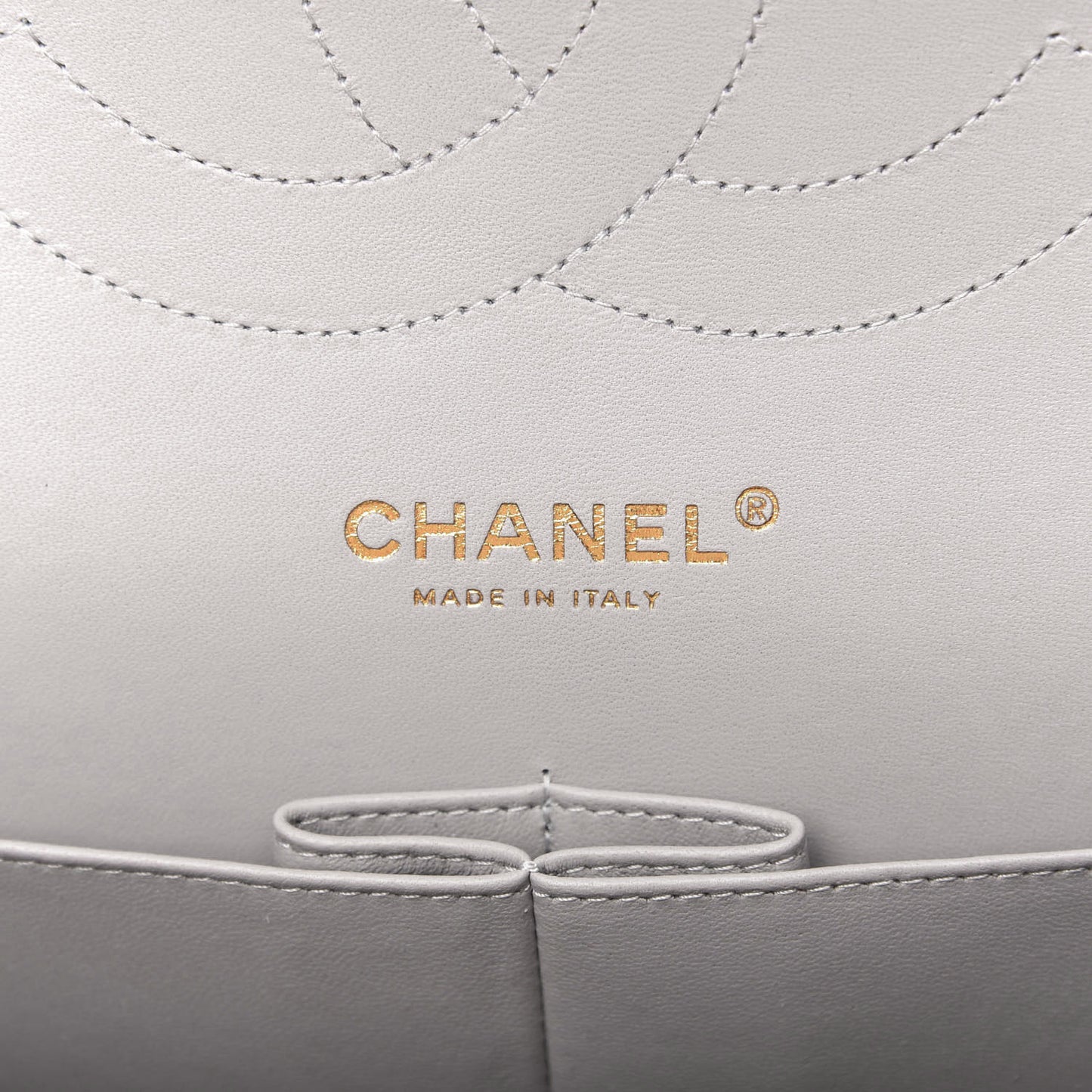 Caviar Quilted Jumbo Double Flap Grey