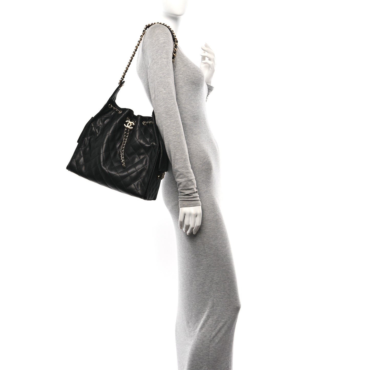 Caviar Quilted Medium Chanel 25 Handbag Black