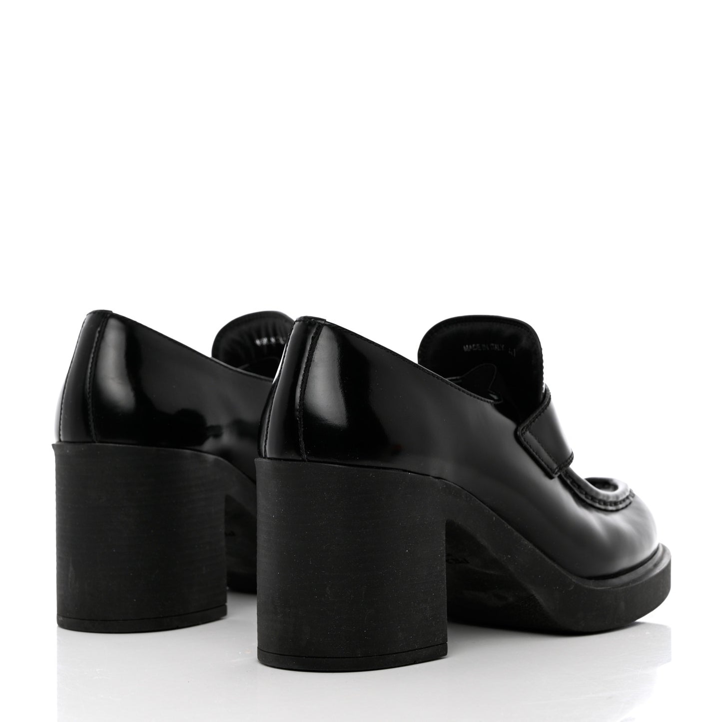 Spazzolato Metal Triangle Logo 85mm Loafers 41 Black