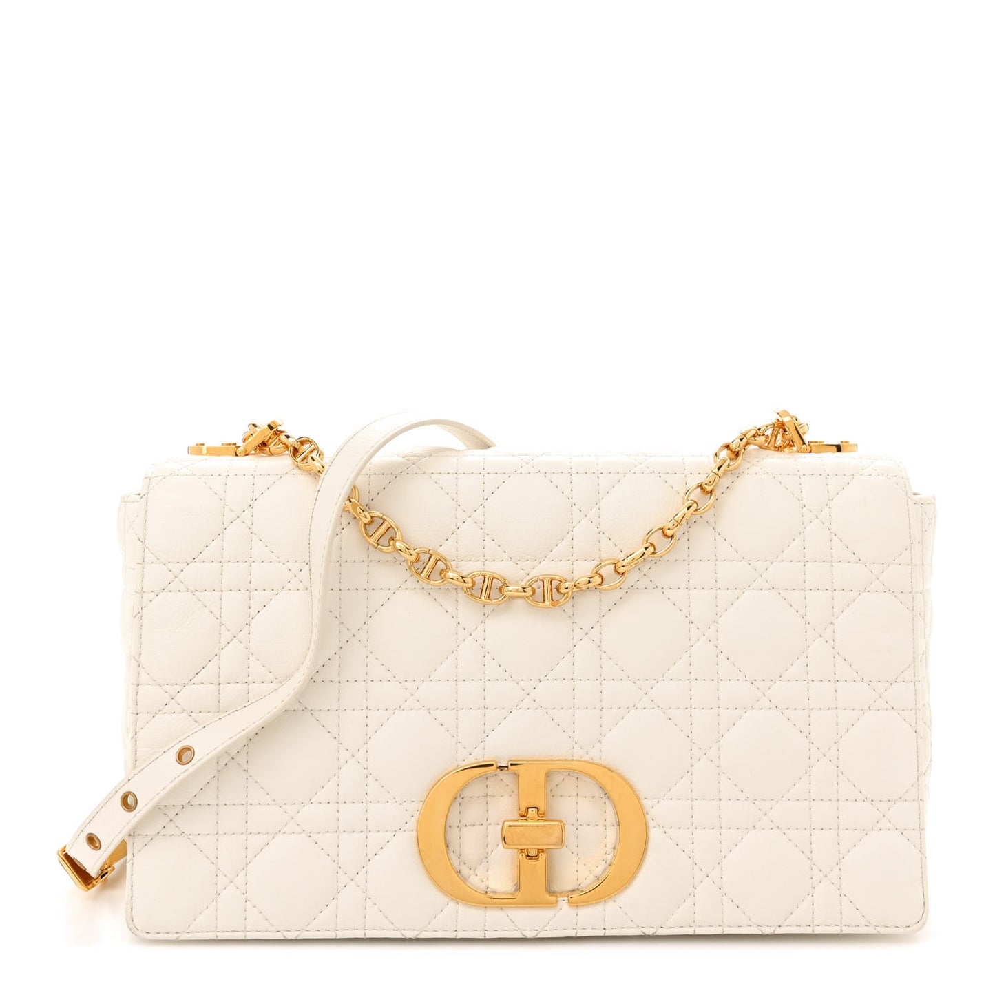 Grained Calfskin Cannage Large Caro Bag Latte
