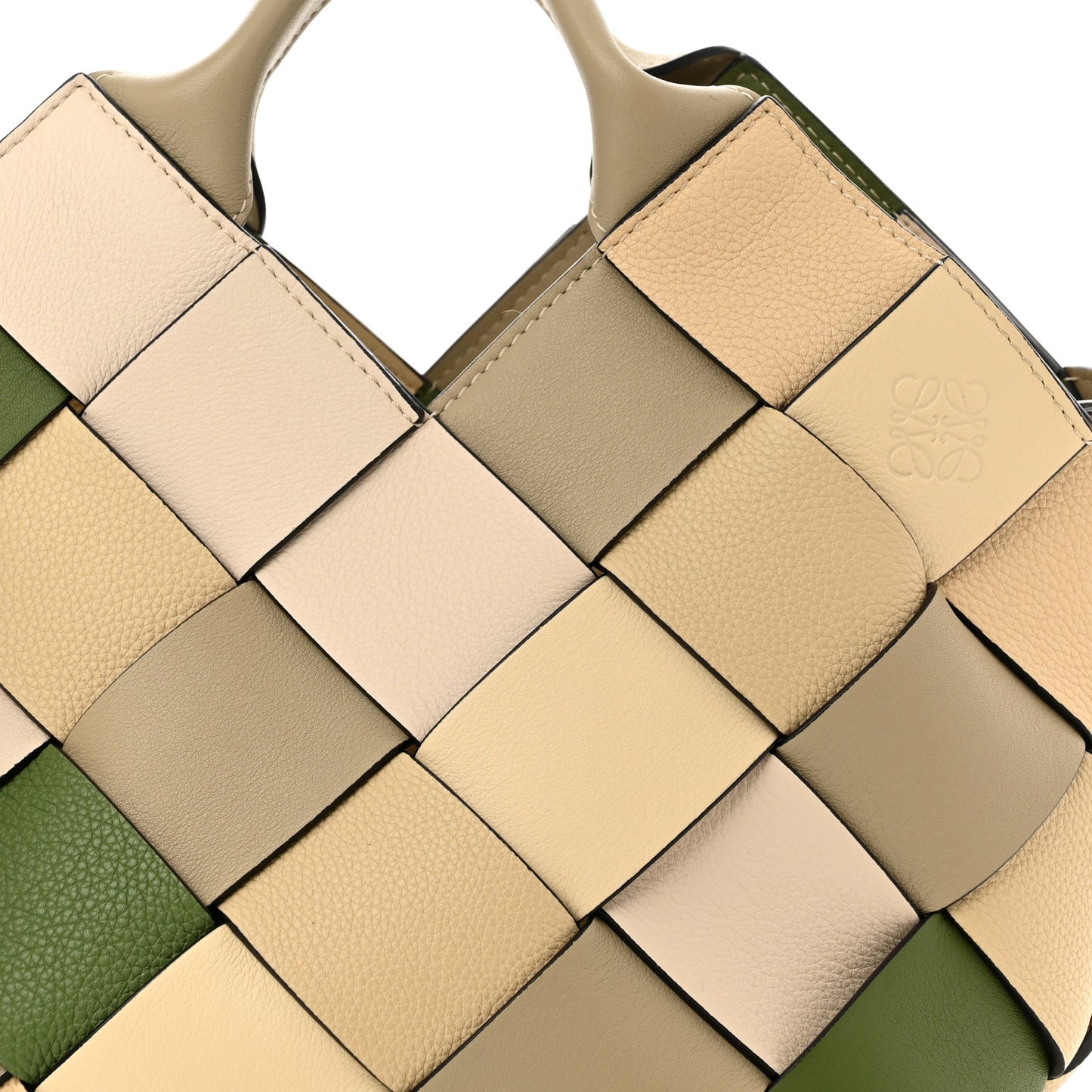 Calfskin Woven Small The Surplus Collection Basket Bag Avocado Ivory