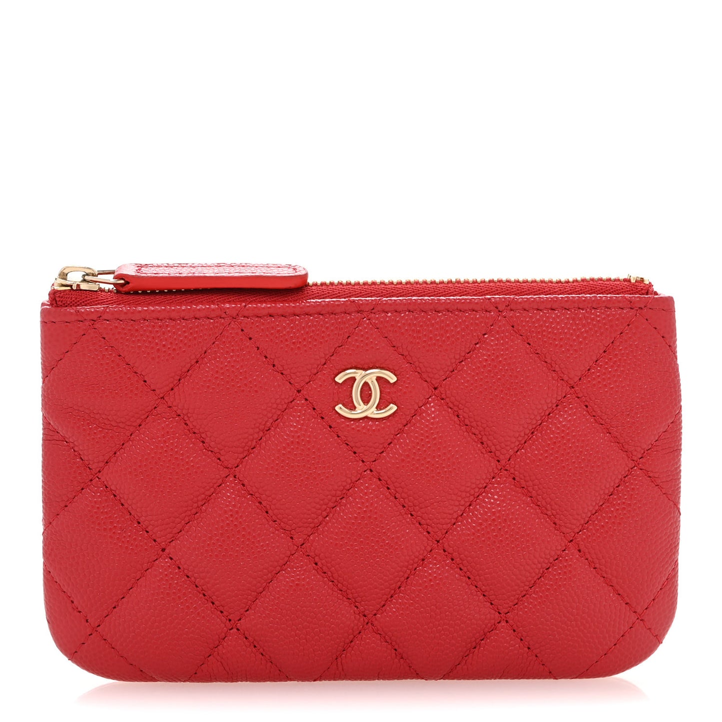 Caviar Quilted Small Cosmetic Case Red