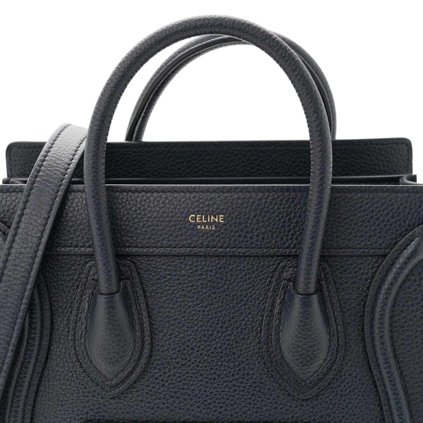 Drummed Calfskin Nano Luggage Navy Blue