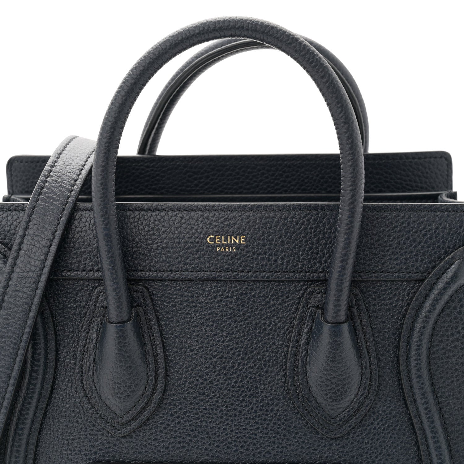 Celine Drummed Calfskin Nano Luggage Navy Blue 8 of 10
