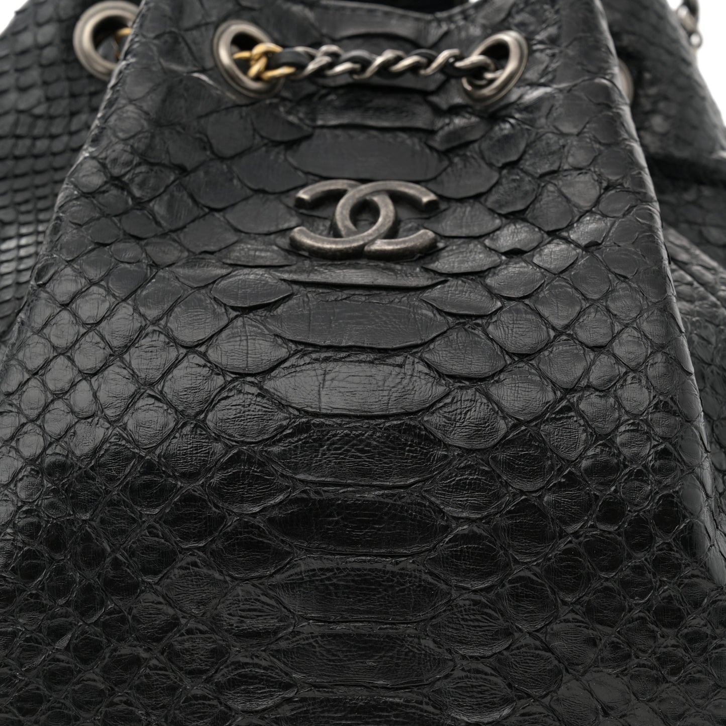 Snakeskin Small Gabrielle Backpack Black