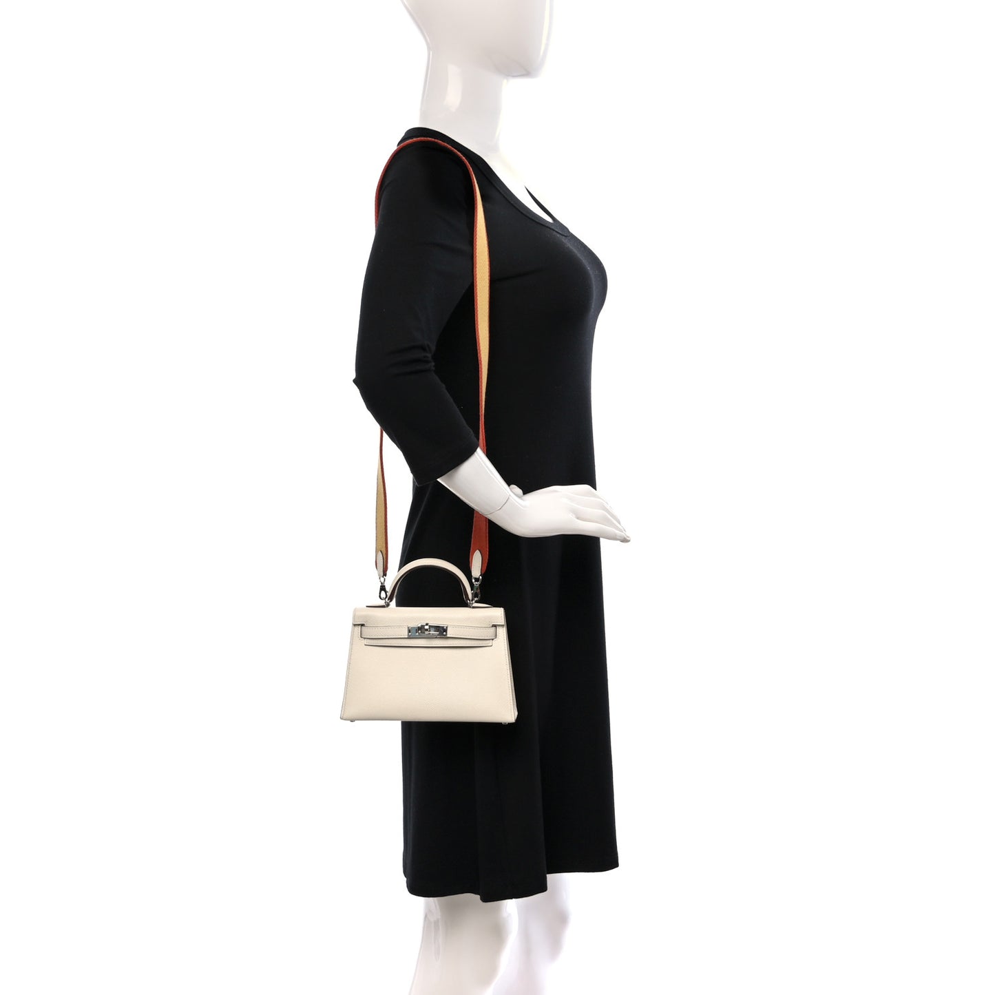 Epsom Mini Kelly Sellier 20 Nata Jaune Ambre Brique