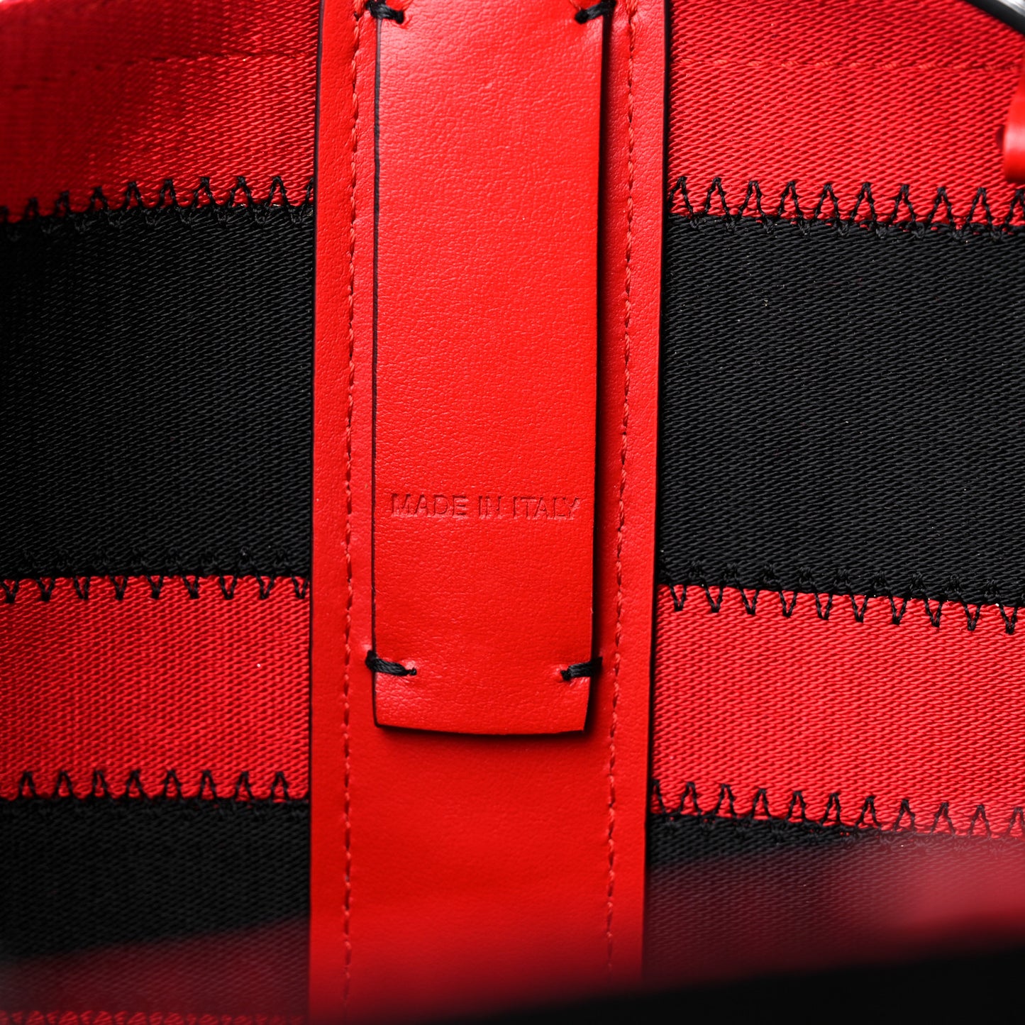 Canvas Spikes East West Cabata Tote Red Black