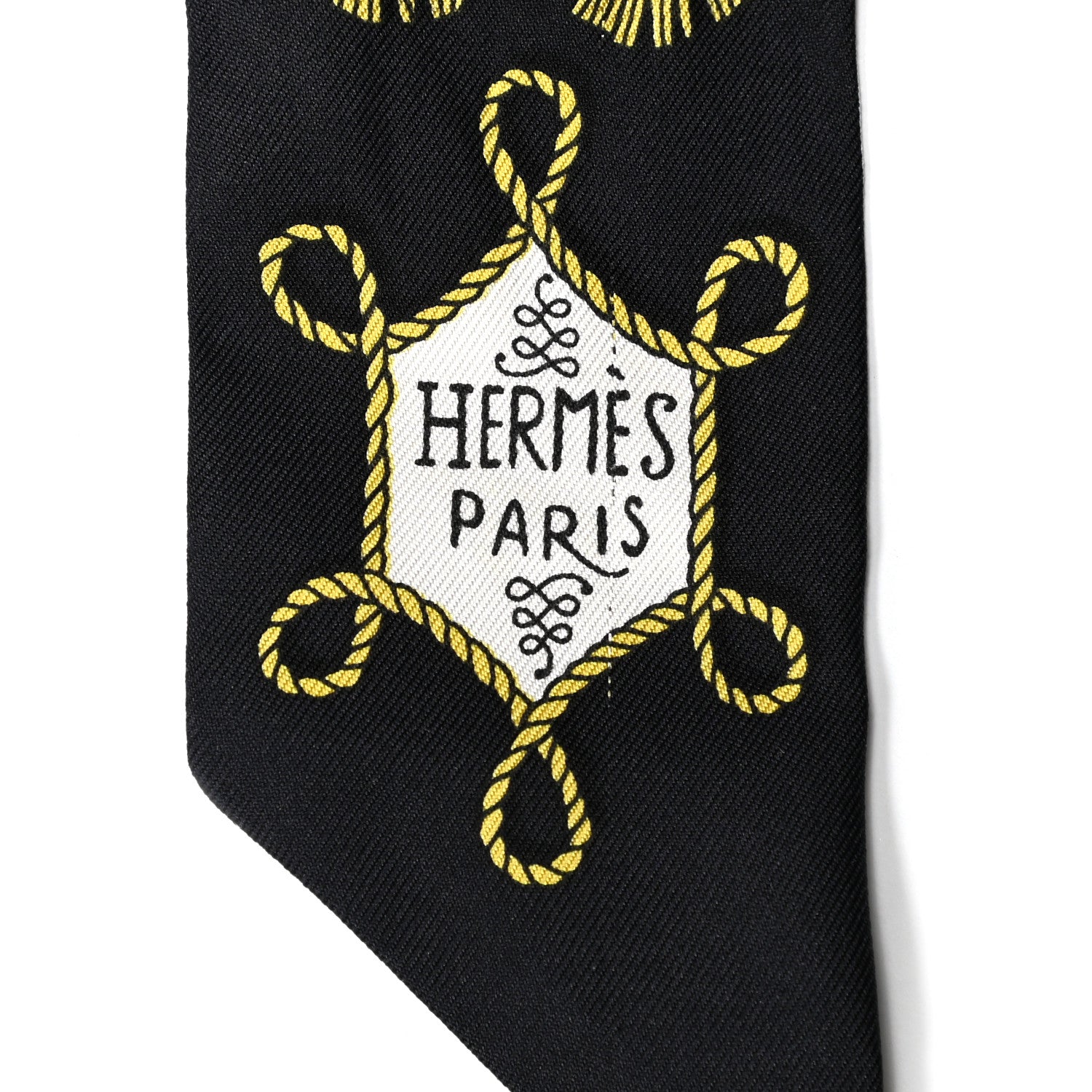Hermes Silk Galons Et Brandebourg Twilly Black Gold White 5 of 6