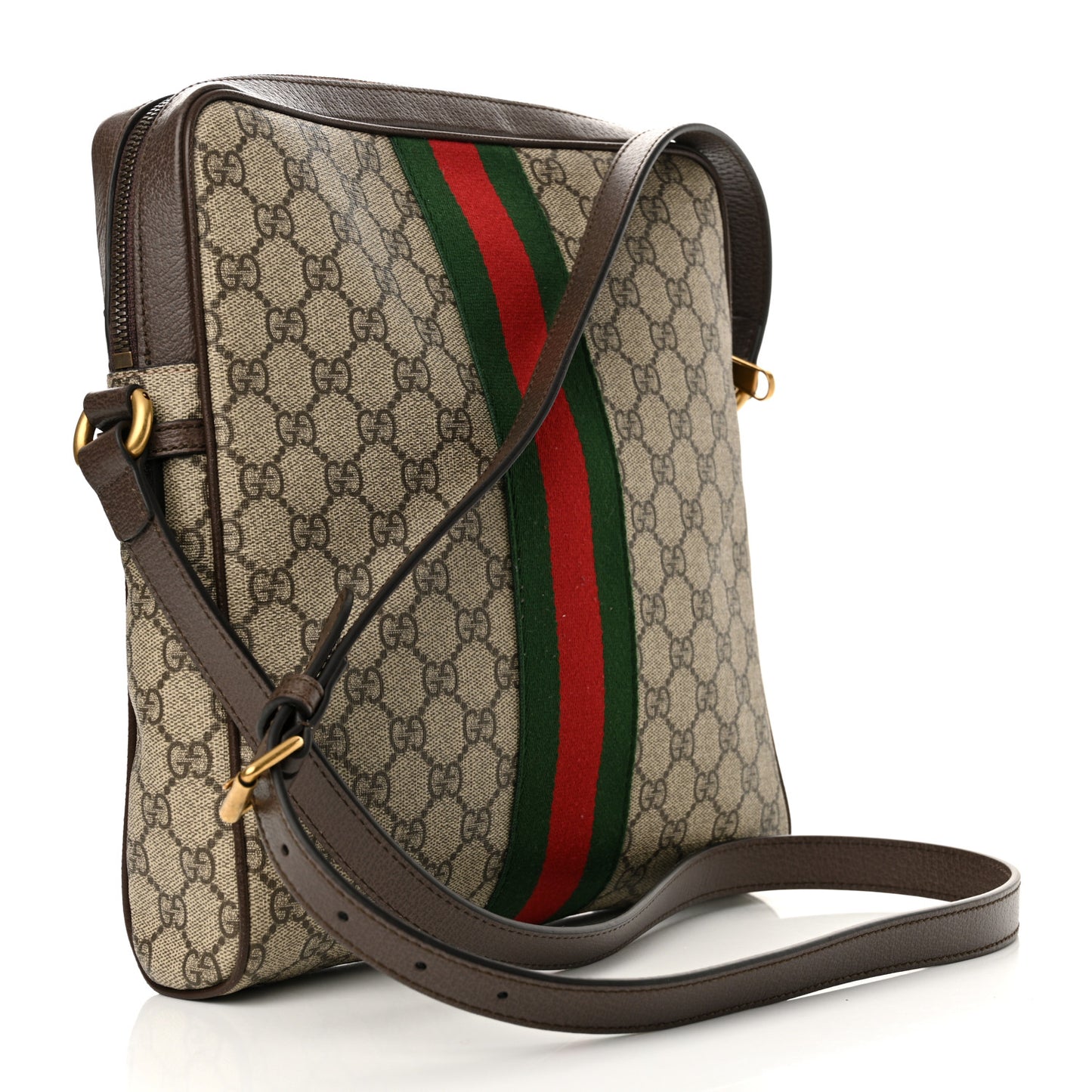 GG Supreme Monogram Web Medium Ophidia Messenger Bag Brown