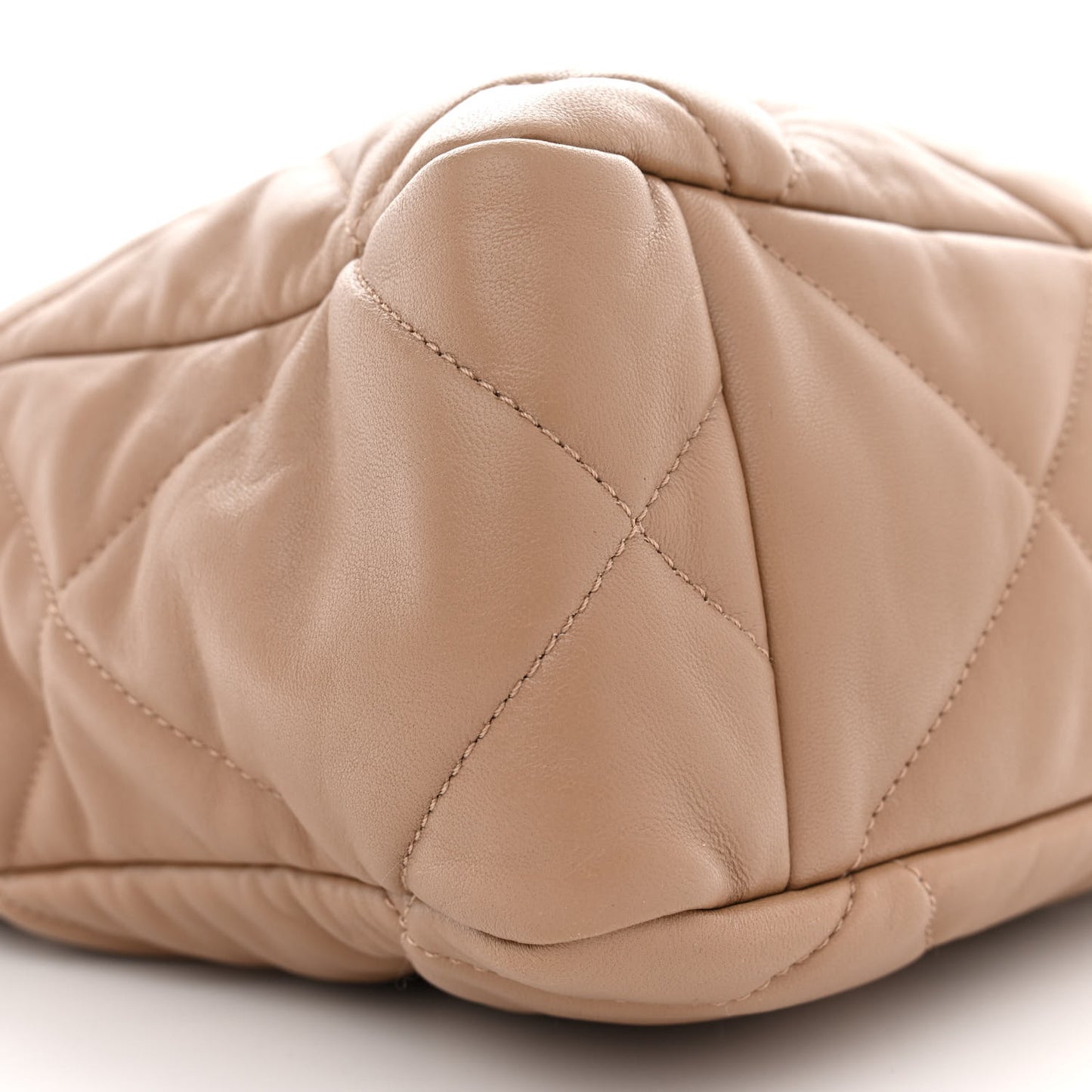 Lambskin Quilted Chanel 19 Shopping Bag Beige